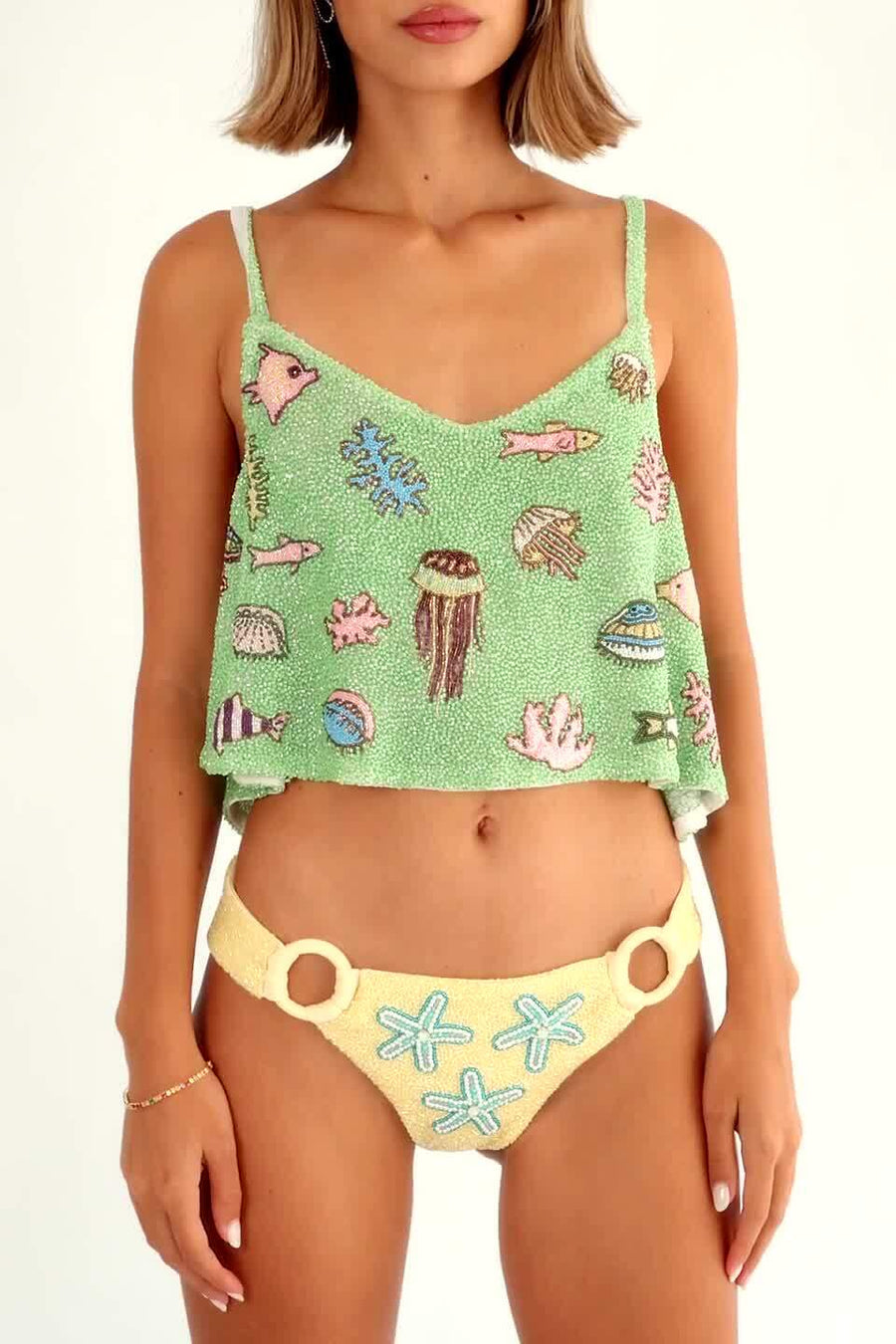 Sea Beaded Top Green