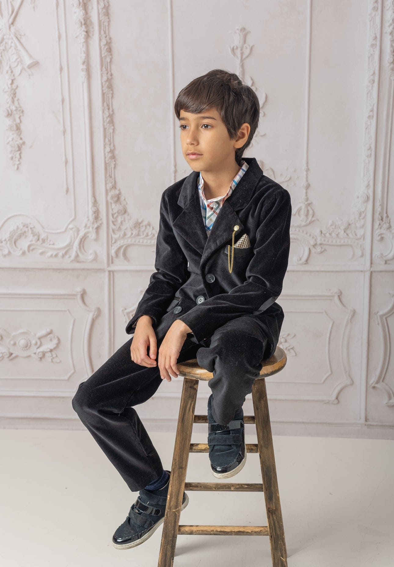 Charlie Black Velour Boys' Tuxedo Pants - Petite Maison Kids