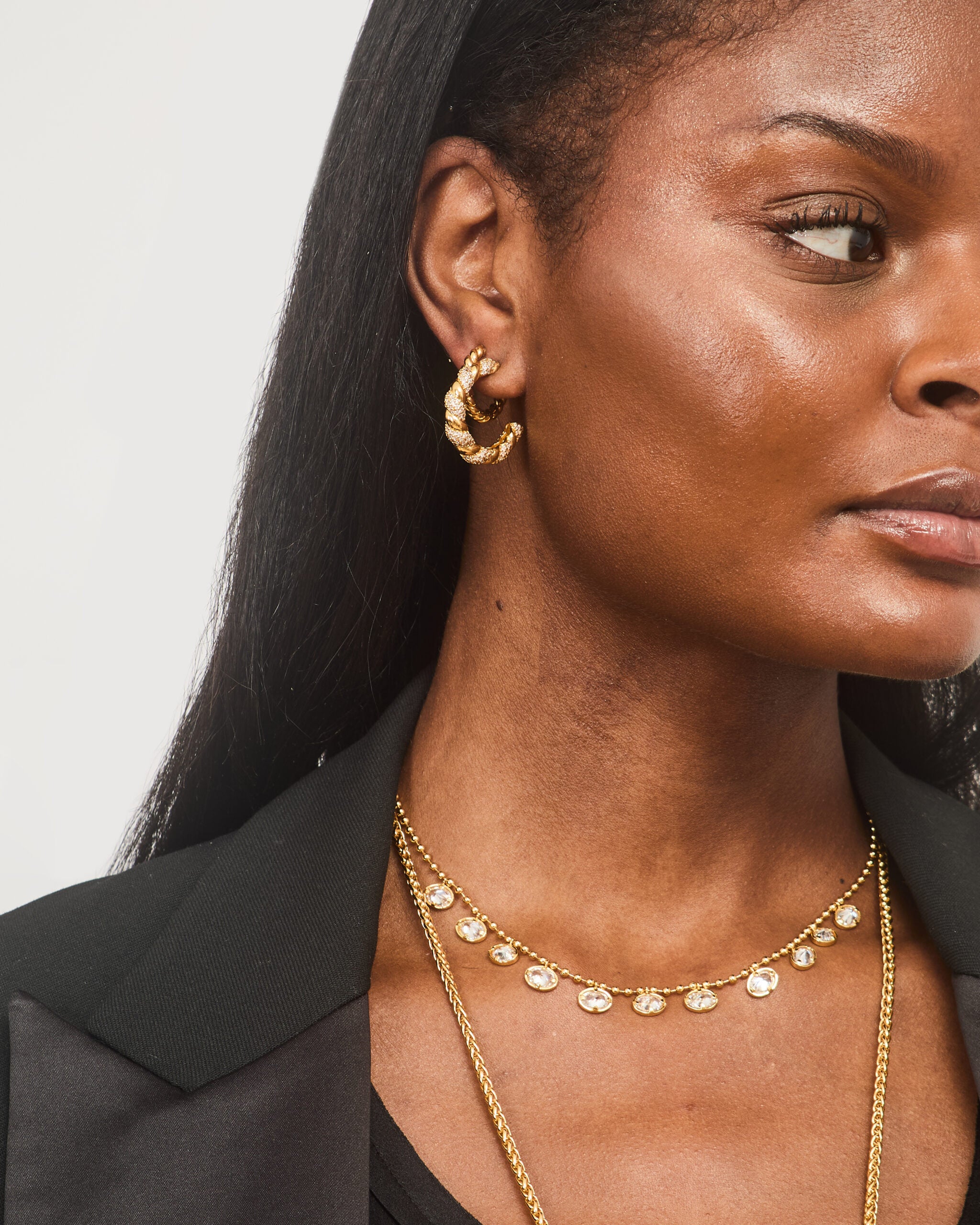 Cubic Zirconia Drop Choker- Gold