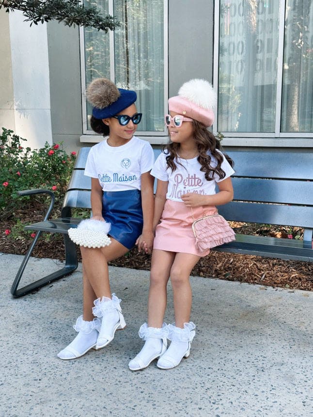 Navy Vegan Leather Skirt - Petite Maison Kids