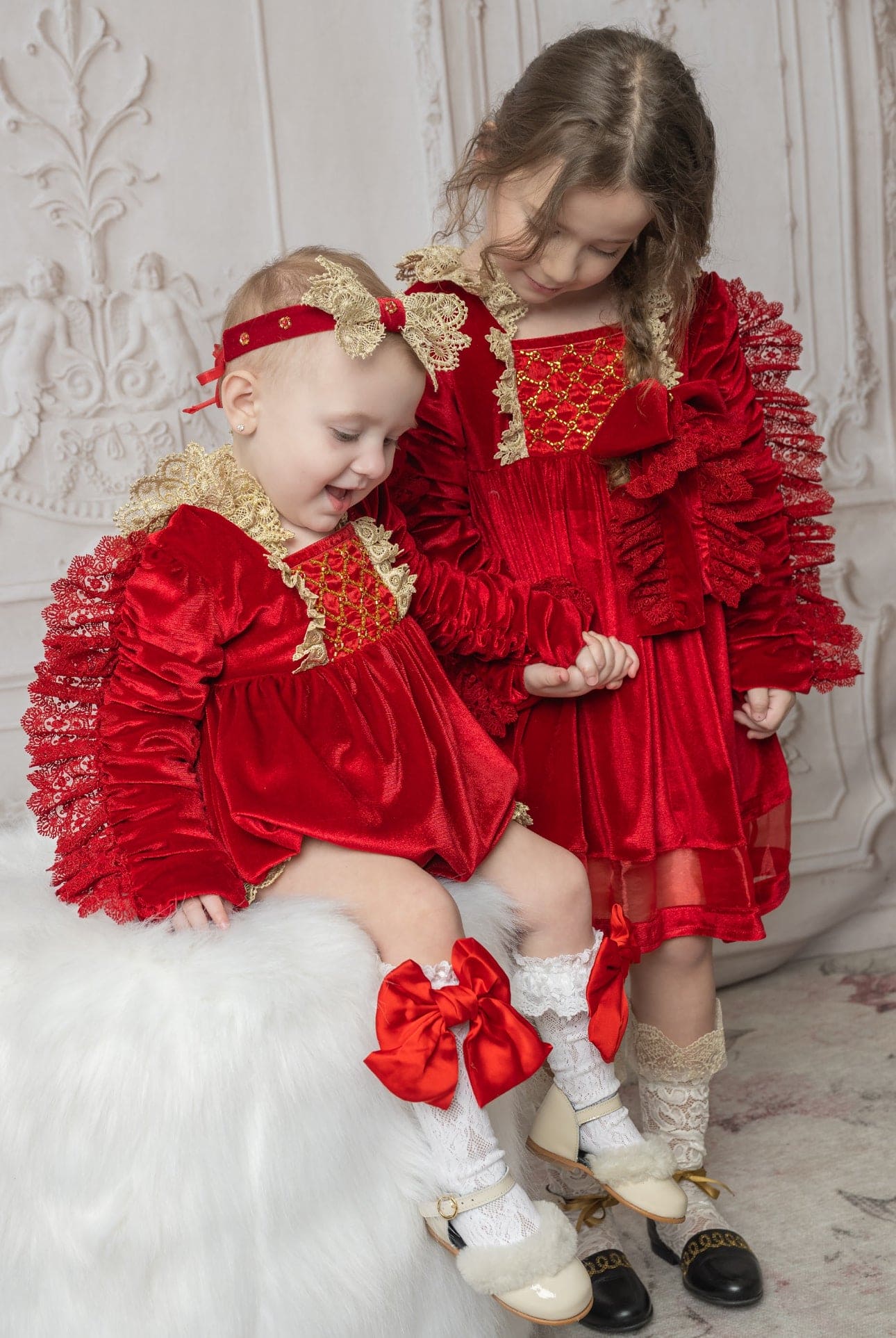 Victoria Red Velvet Romper - Petite Maison Kids