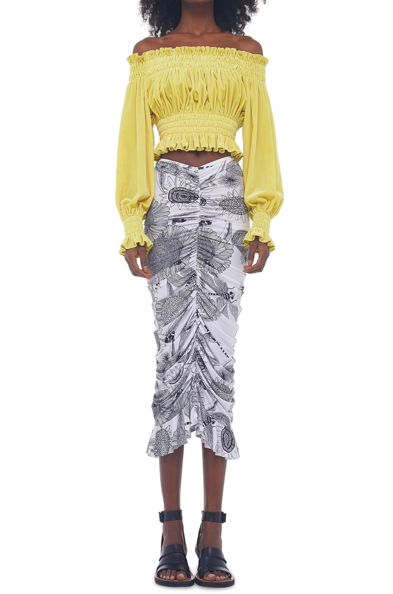 SHIRRED RUFFLE SKIRT