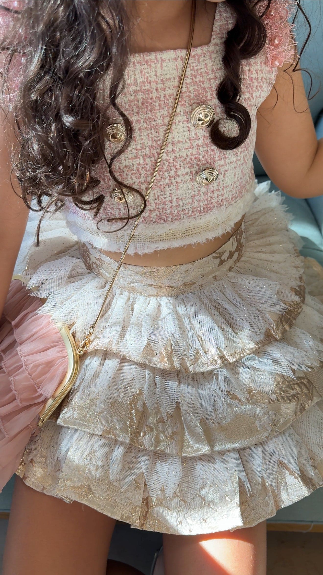 Charlie Gold Jacquard Glitter Skirt - Petite Maison Kids