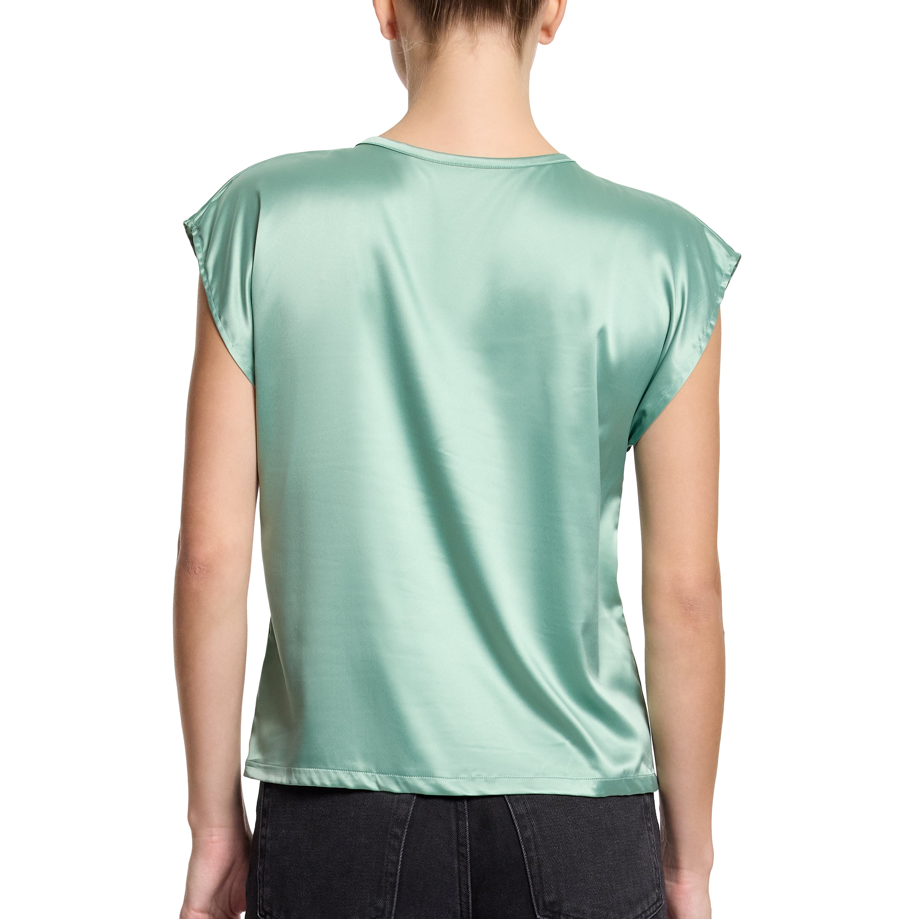 SATIN SLEEP CAP SLEEVE TEE