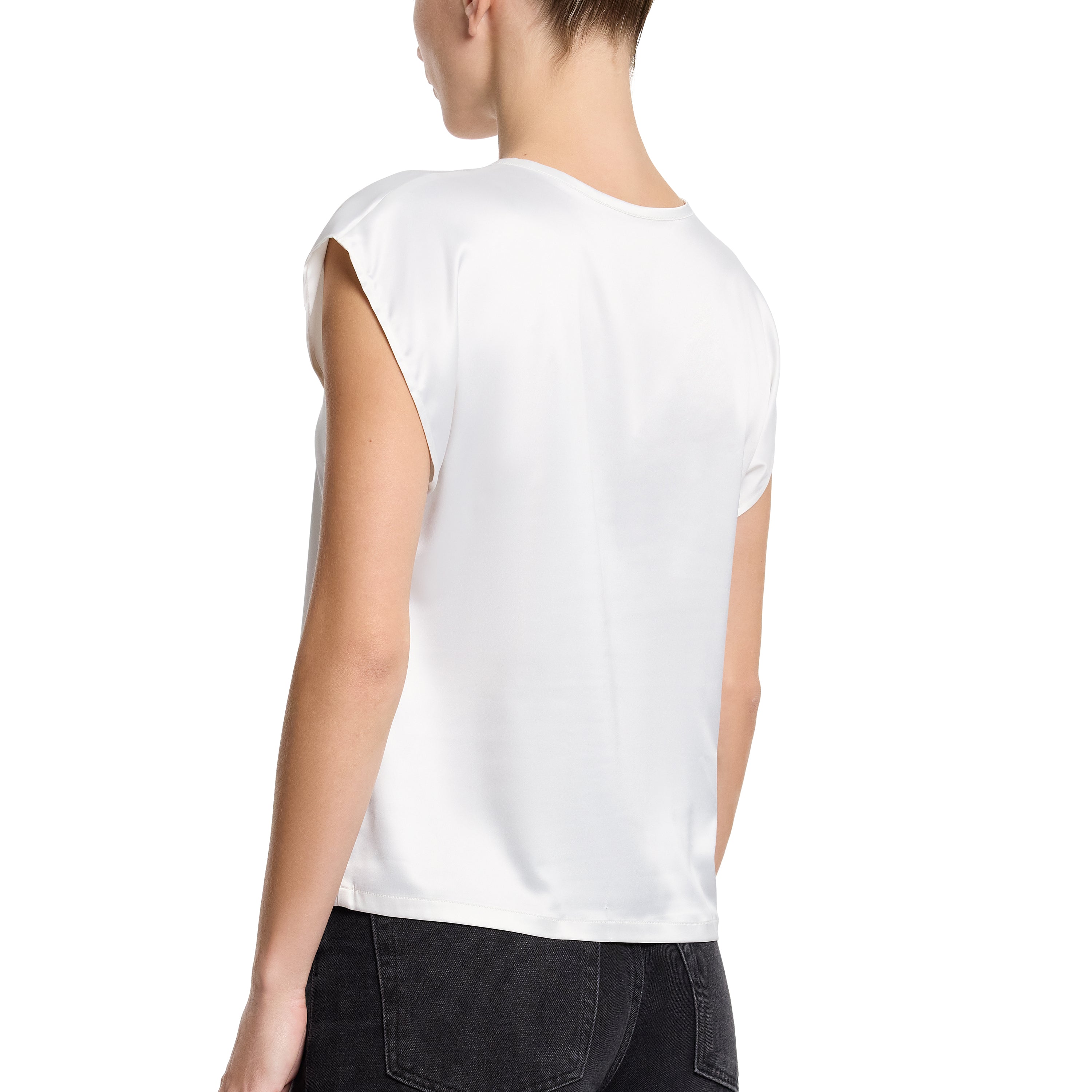 SATIN SLEEP CAP SLEEVE TEE