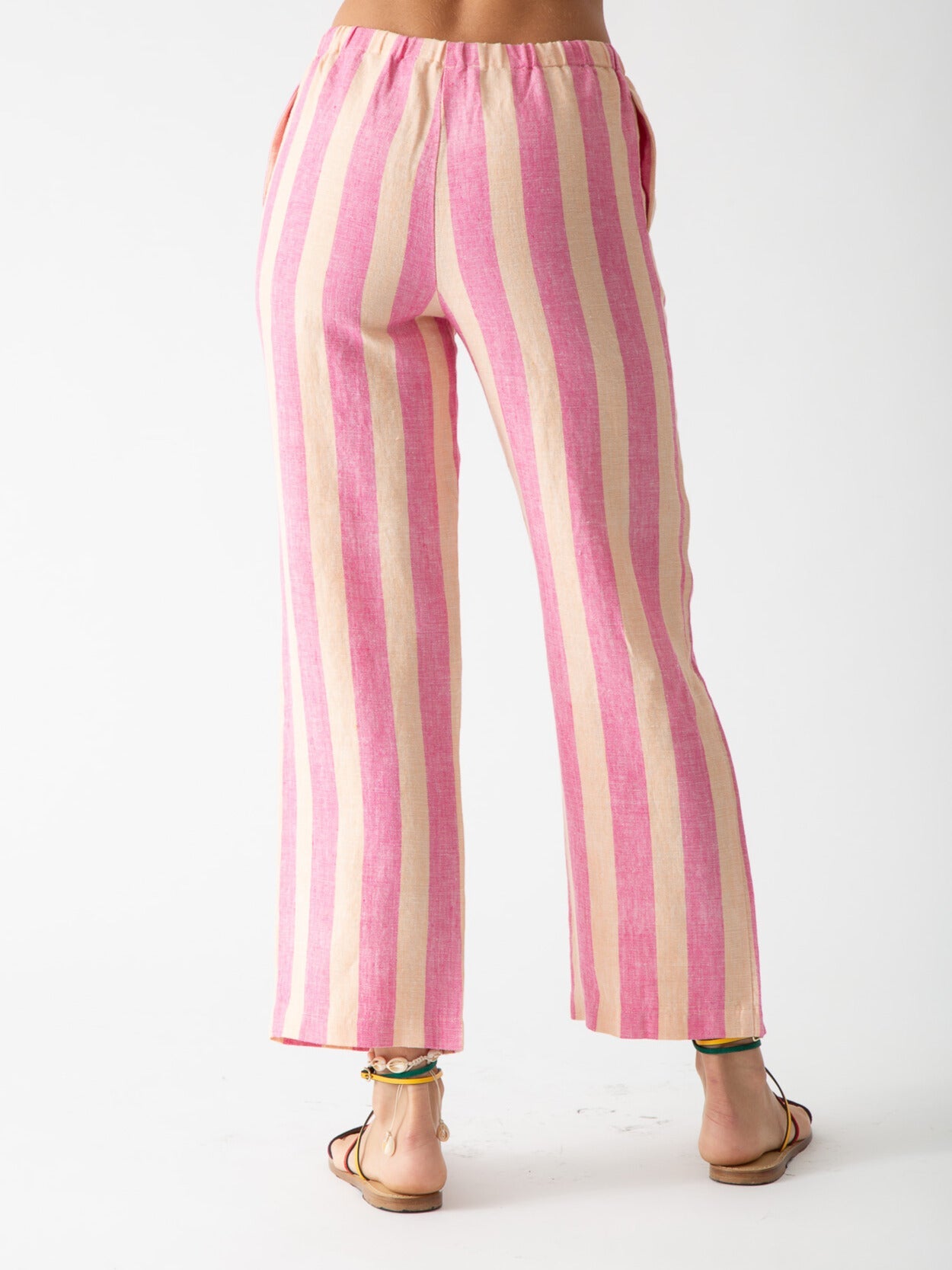 Sail Linen Pant - Peach / Malibu Pink Stripe
