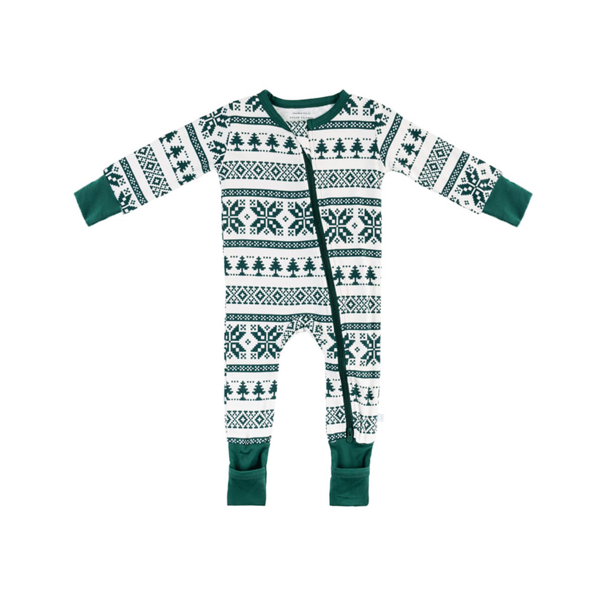 Baby Bamboo Pajamas w/ DreamCuffs® - Fair Isle Forest