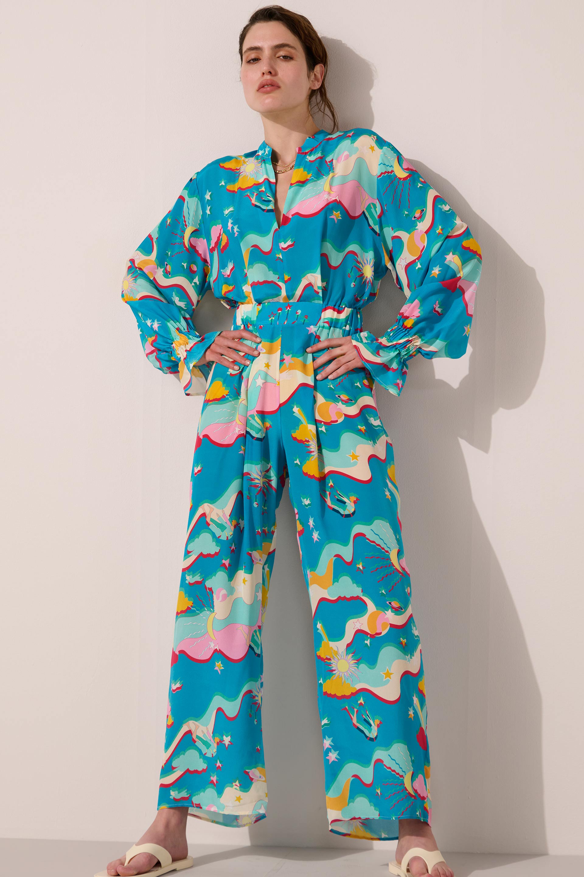Image of product named astroelevator felix silk jumpsuit by Paolita London