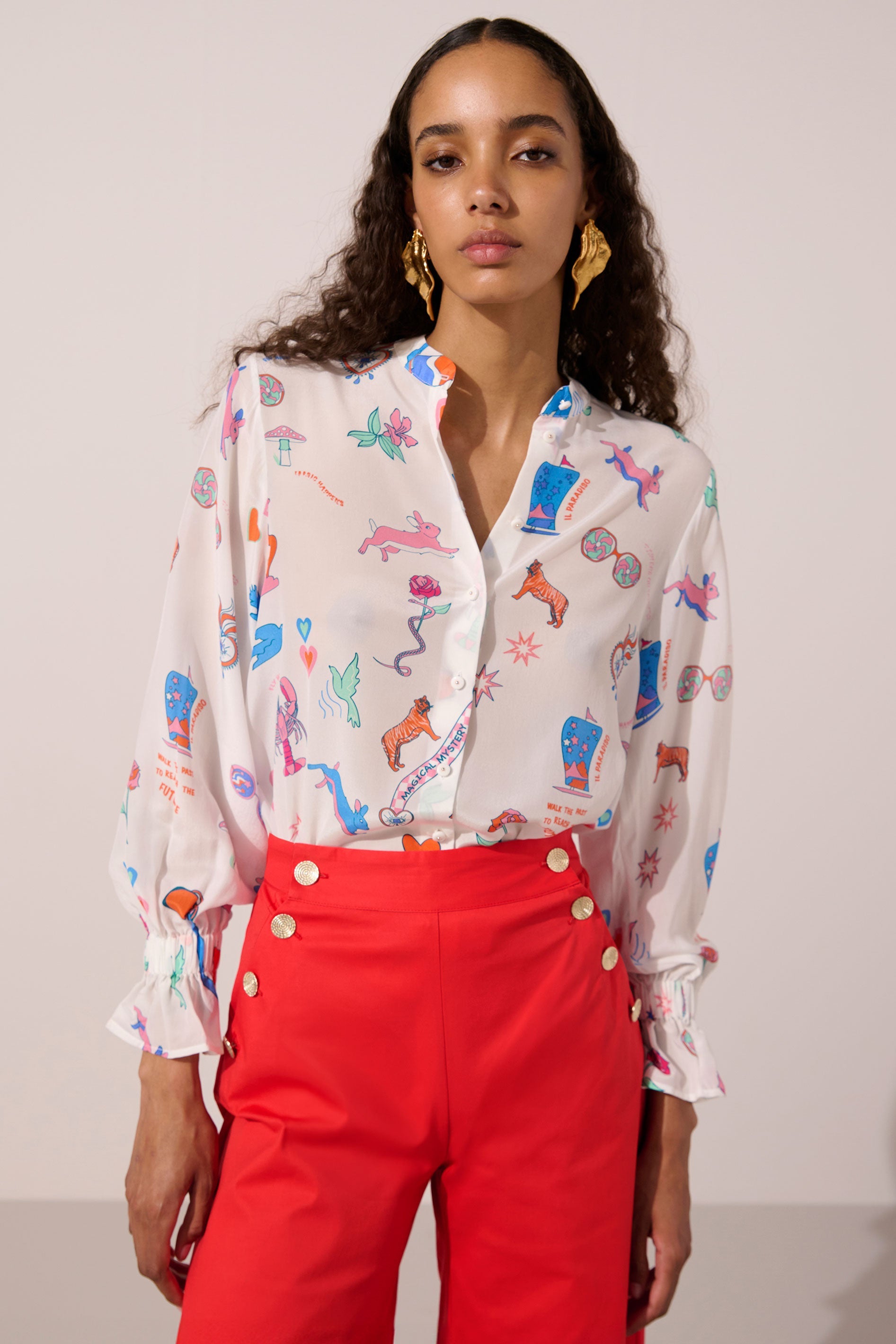 Image of product named venus coral nautical trousers by Paolita London