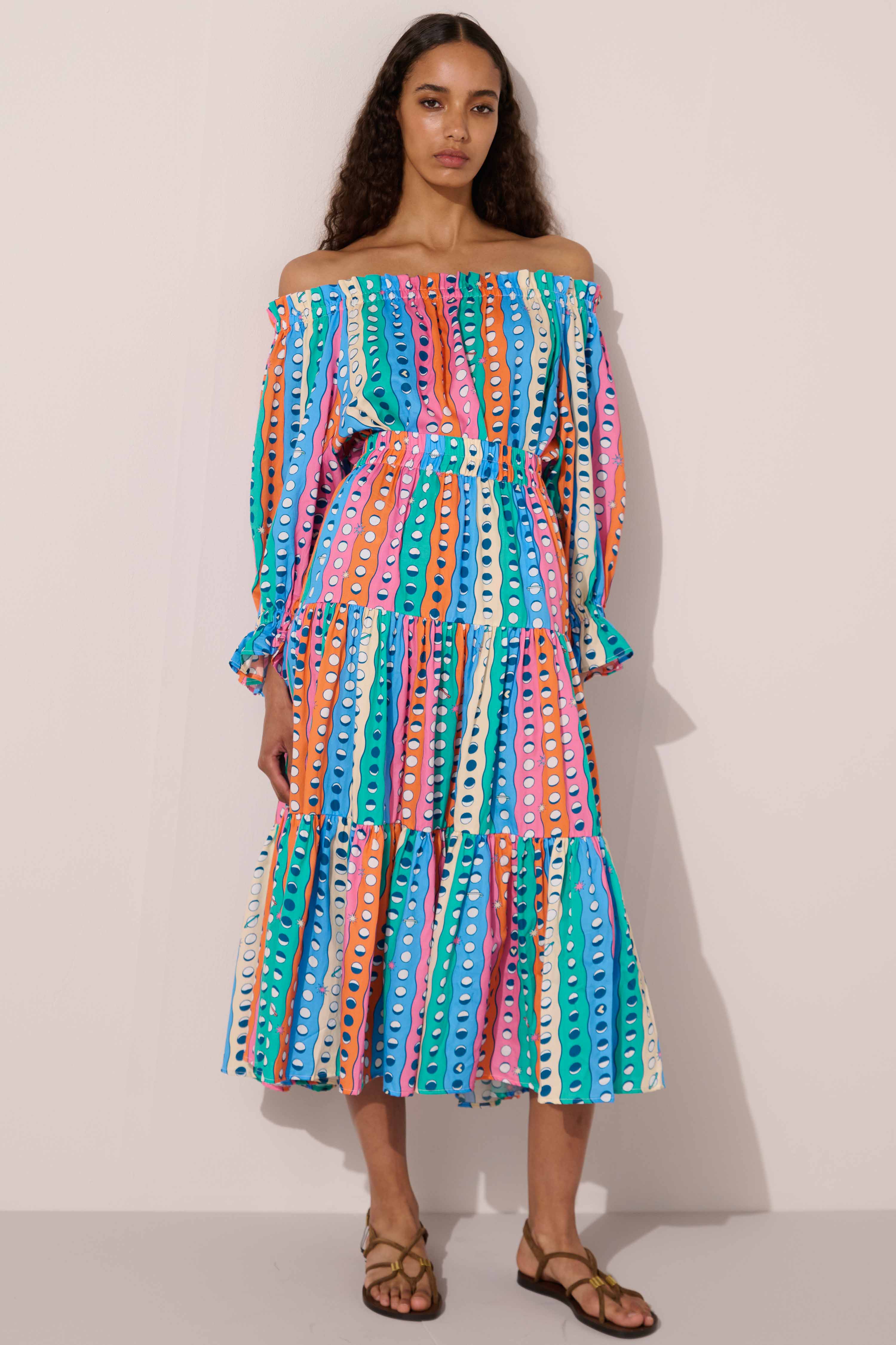 Image of product named moonshine ruffle midi skirt by Paolita London