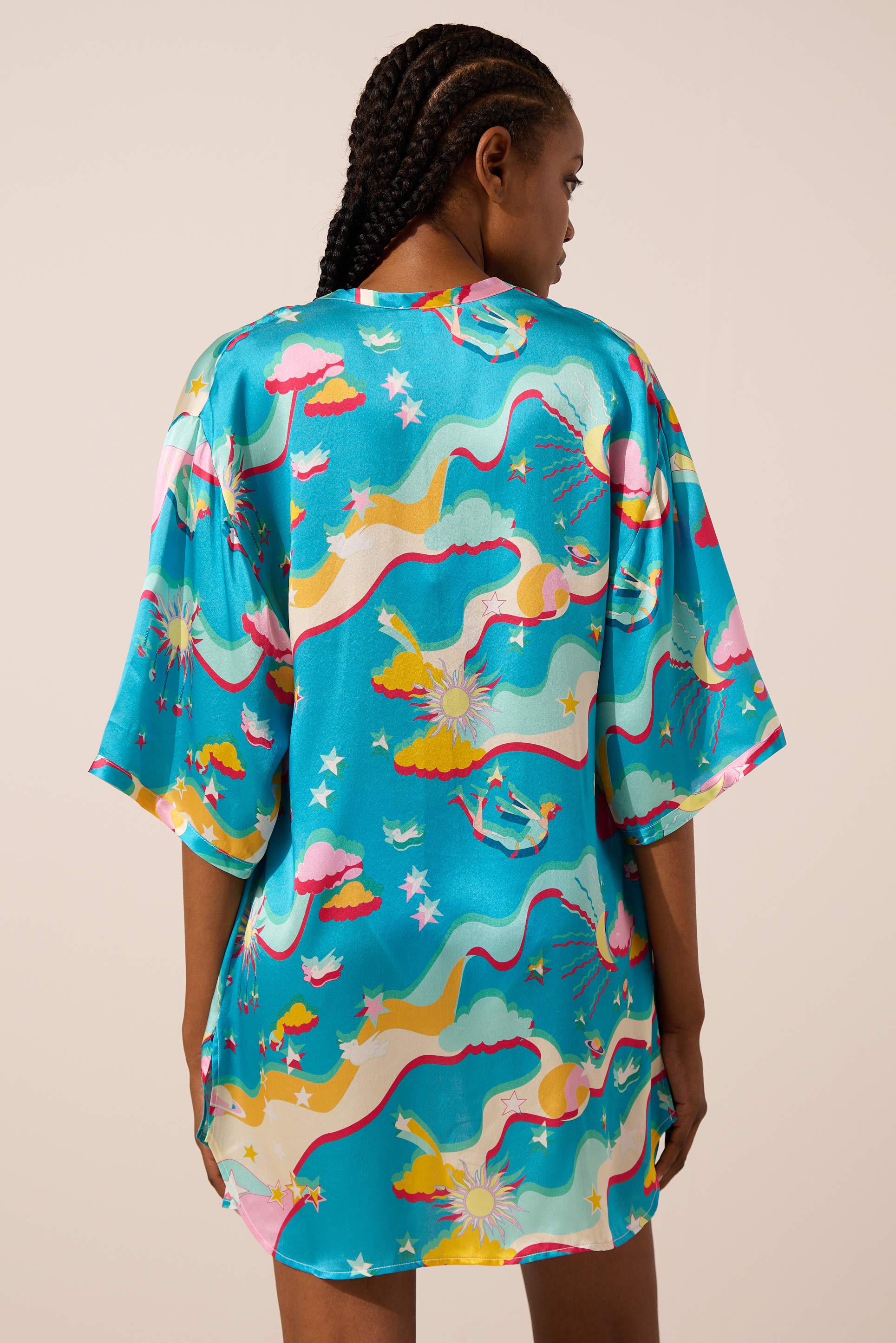 Image of product named astroelevator lautrec silk kimono by Paolita London