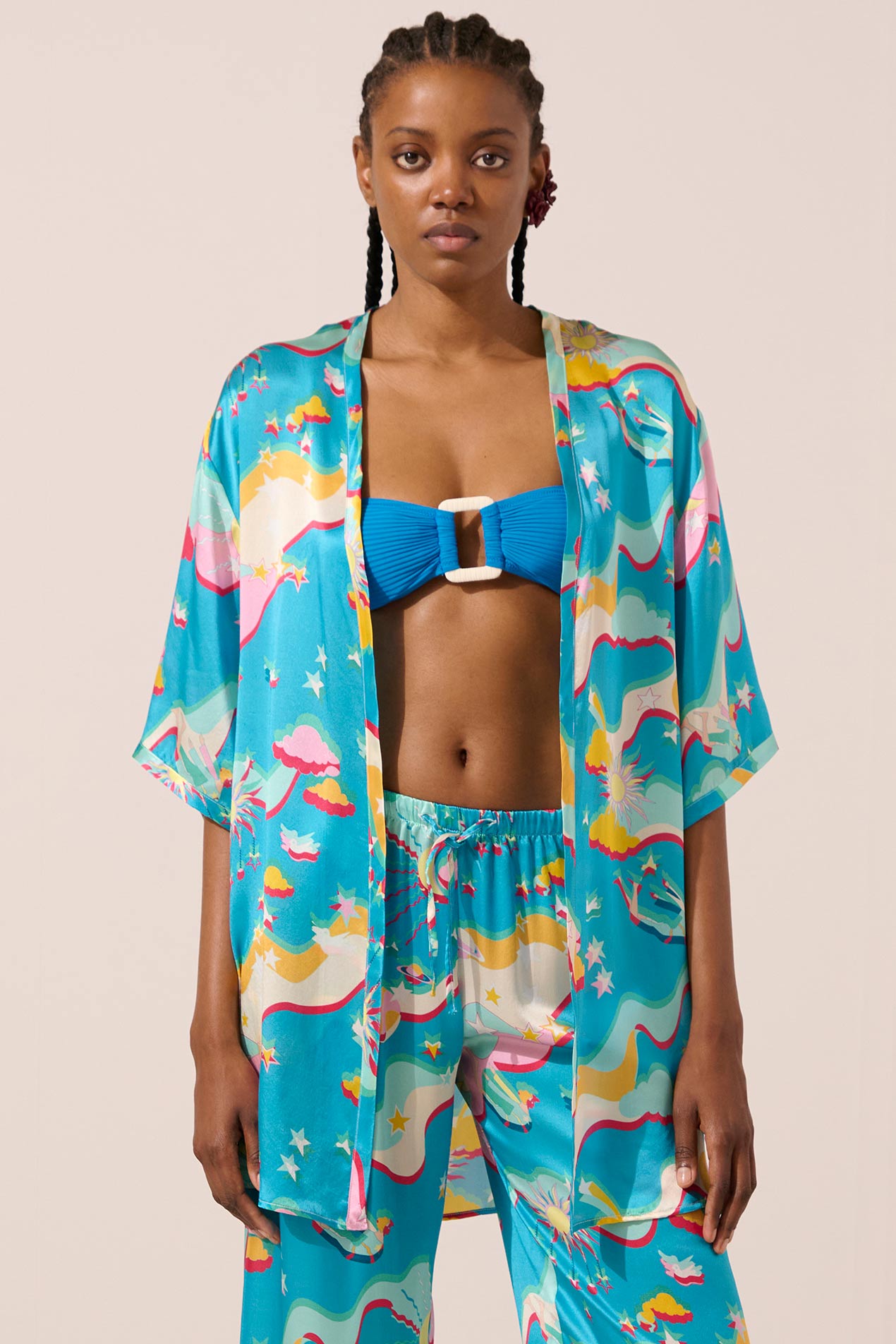 Image of product named astroelevator lautrec silk kimono by Paolita London