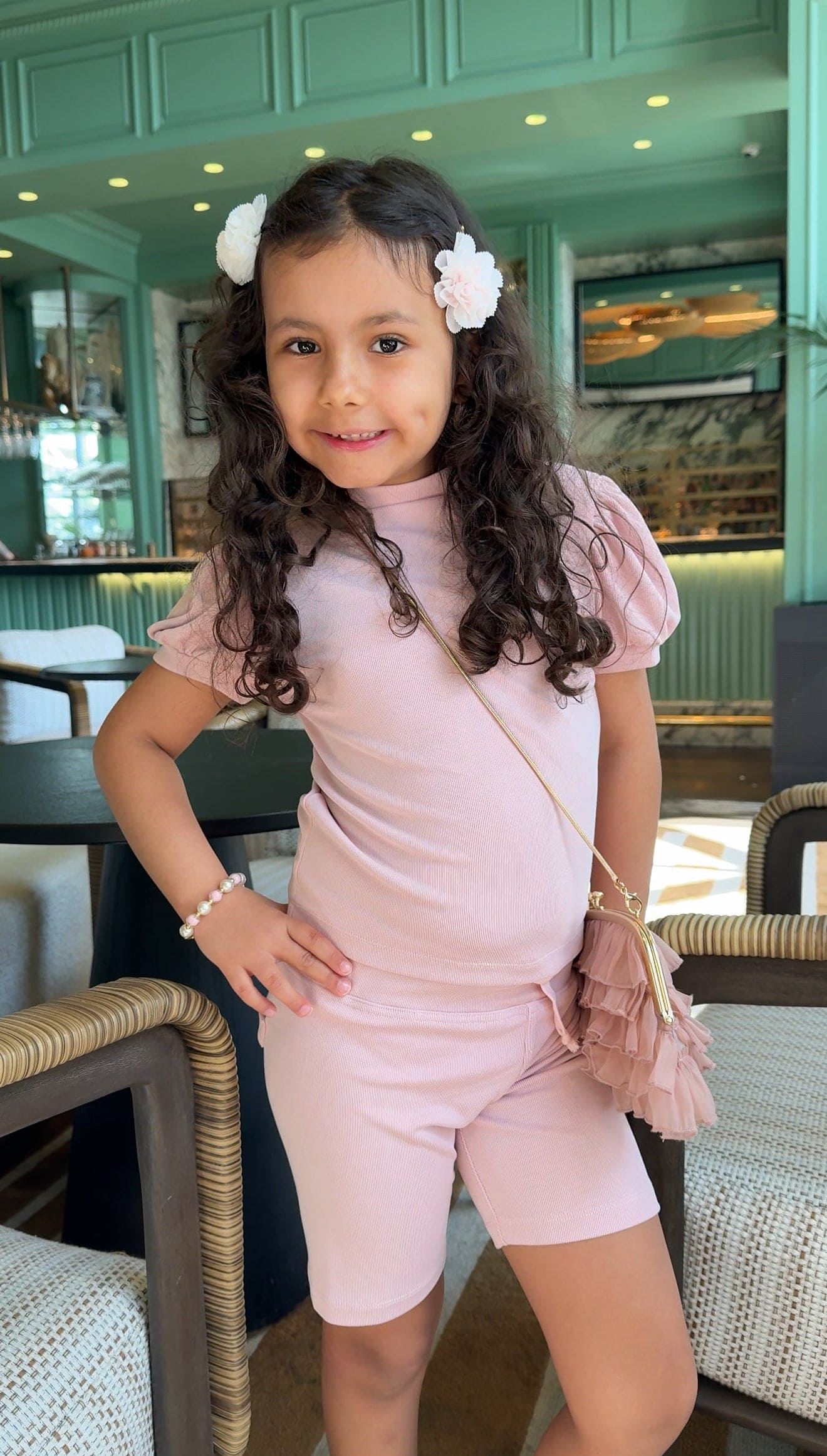 Pink Top and Biker Shorts Set - Petite Maison Kids