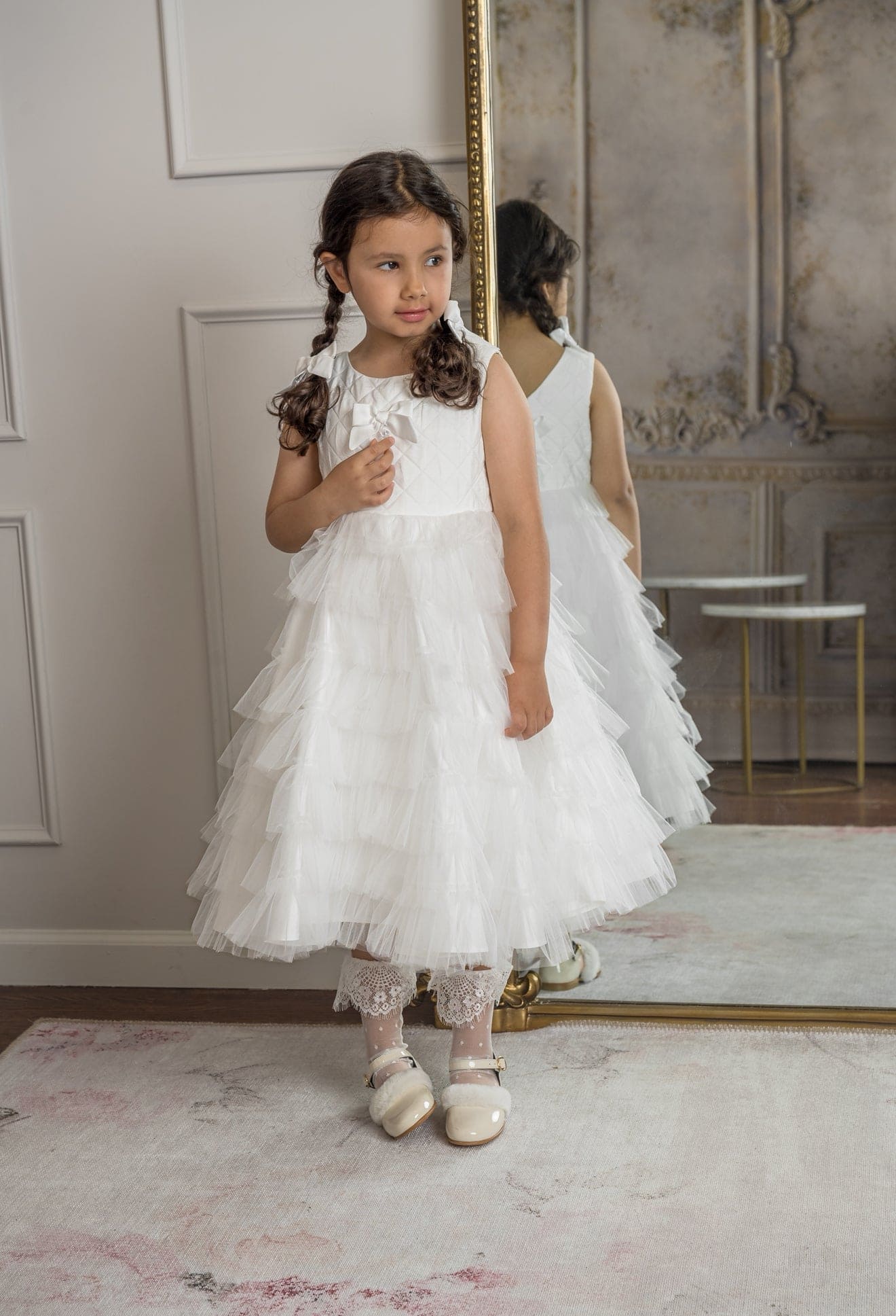 Poppy White Quilted Hair Bow Clips - Petite Maison Kids