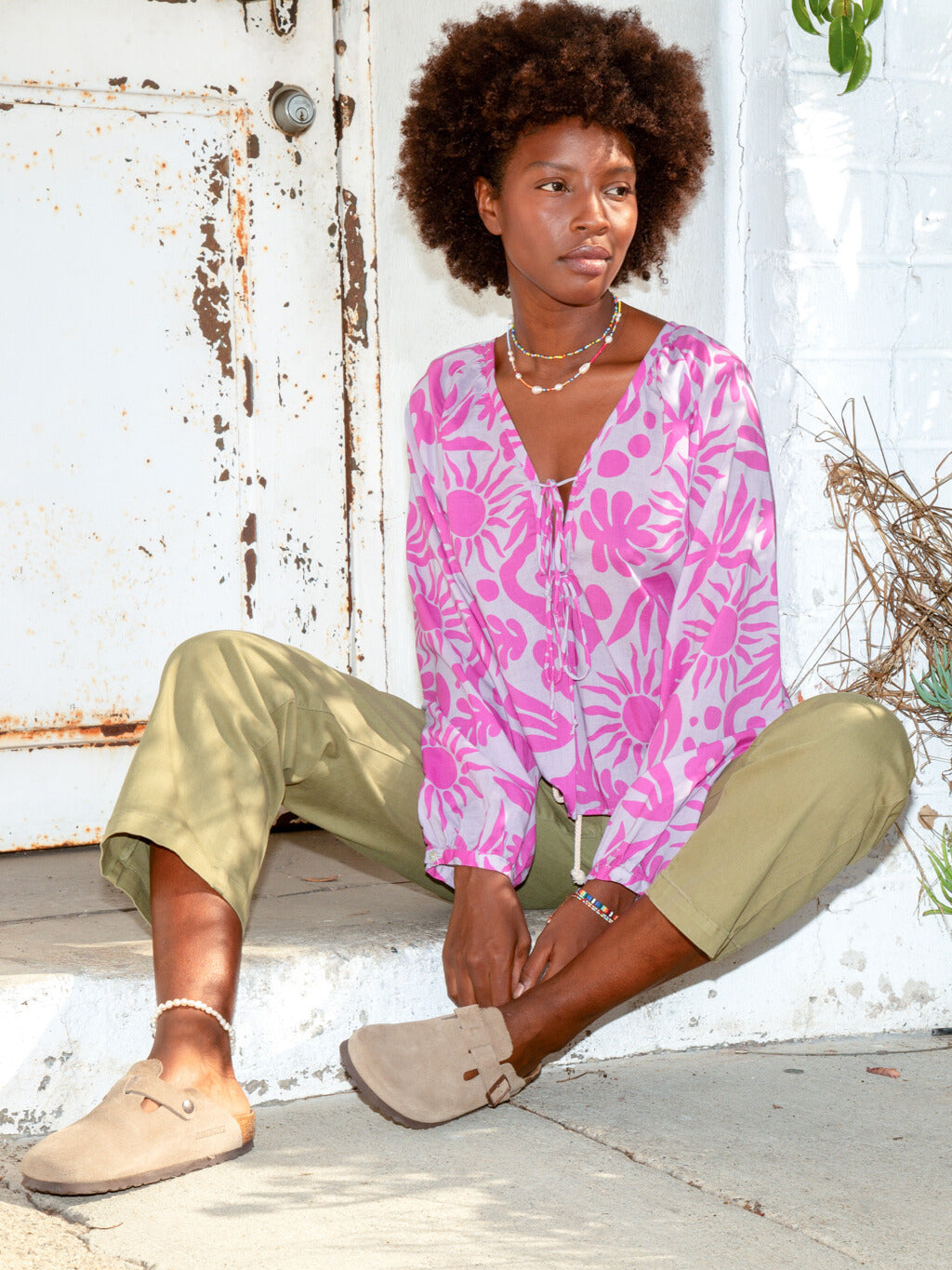 Meridian Tie Top - Sunny Bloom