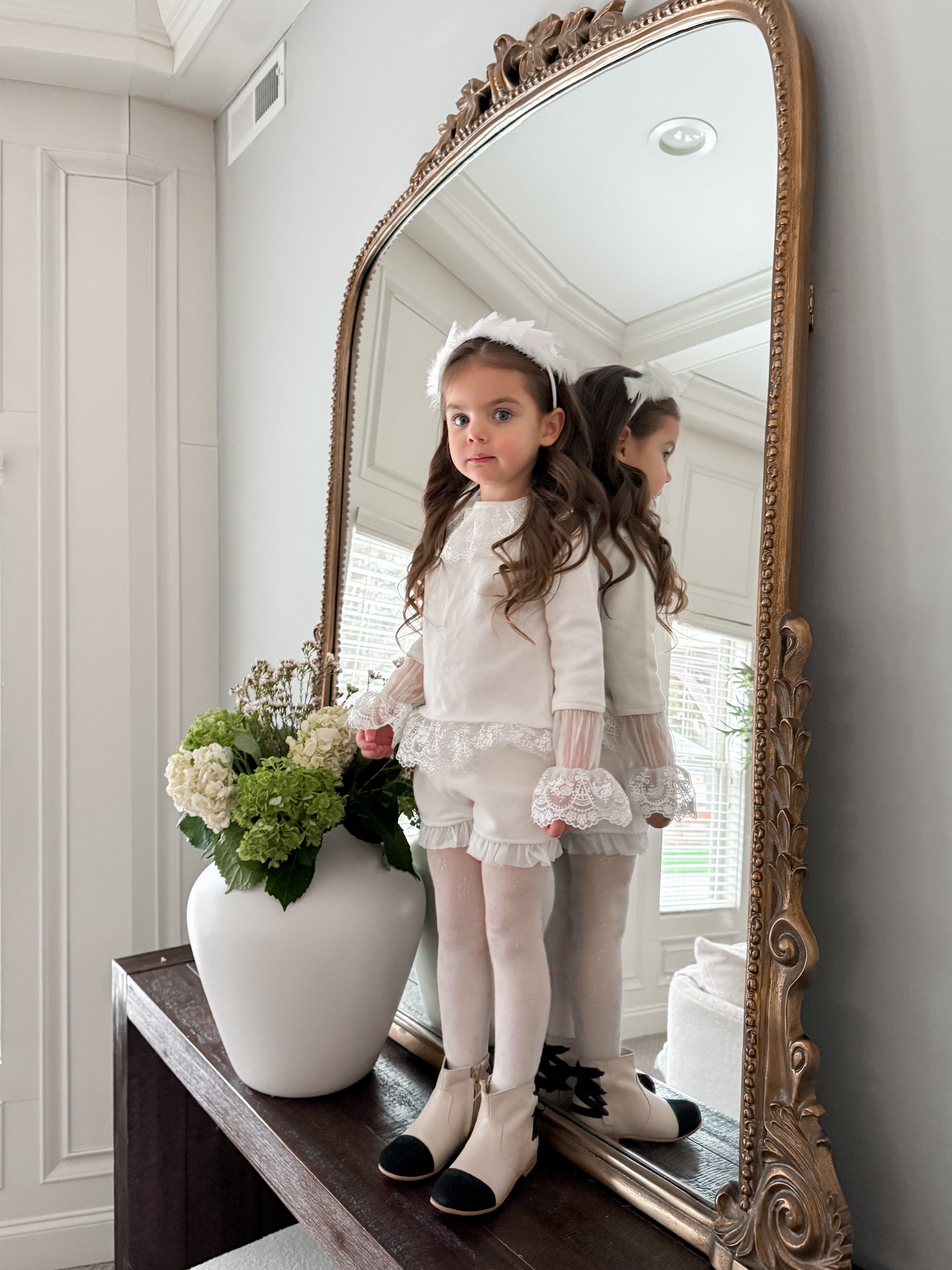Emma White Cotton and Lace Top and Shorts Set - Petite Maison Kids