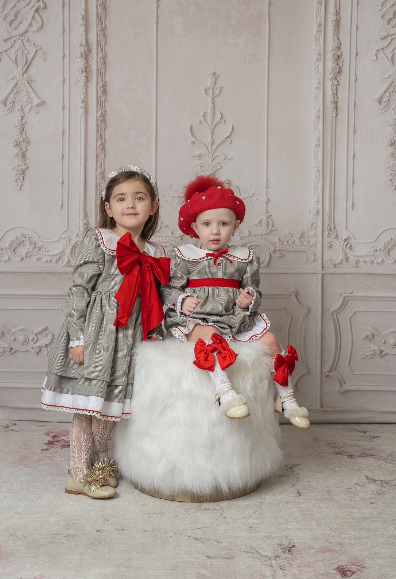 Georgina Tartan Print Dress with Red Bow - Petite Maison Kids