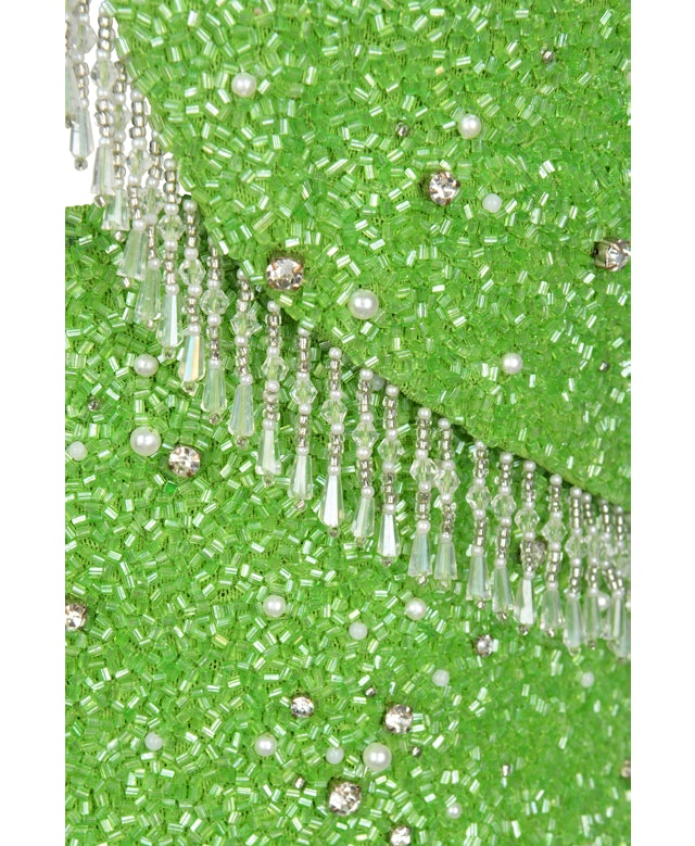 Artemis Beaded Tasseled Mini Dress Daphne X Oceanus Green