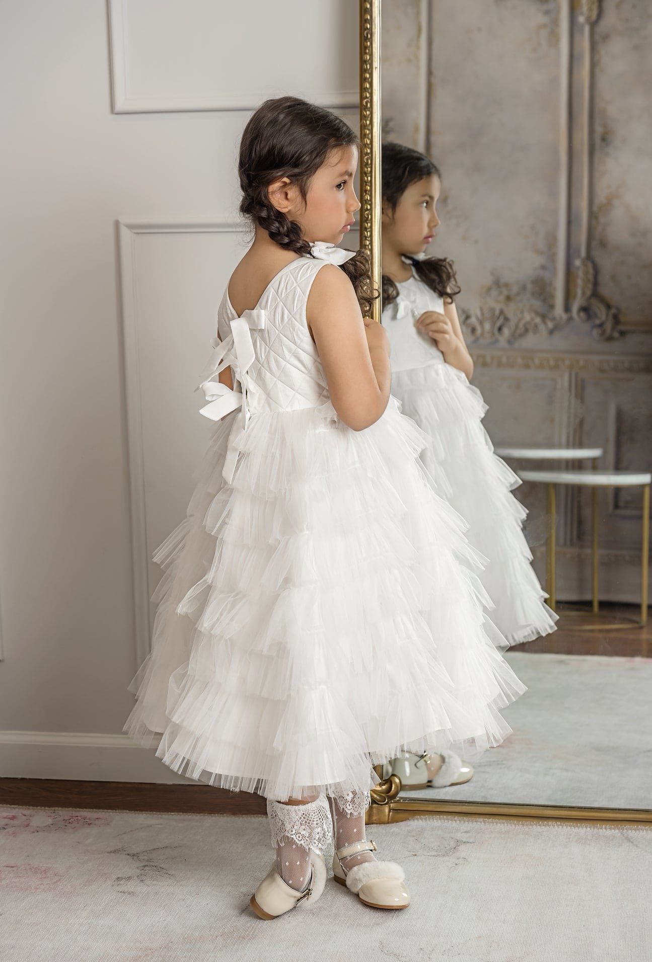Poppy White Quilted Dress - Petite Maison Kids