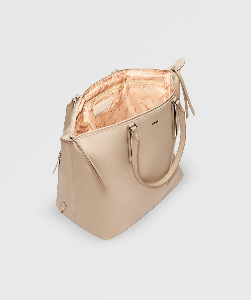 Studio Tote In Beige / Nickel Hardware