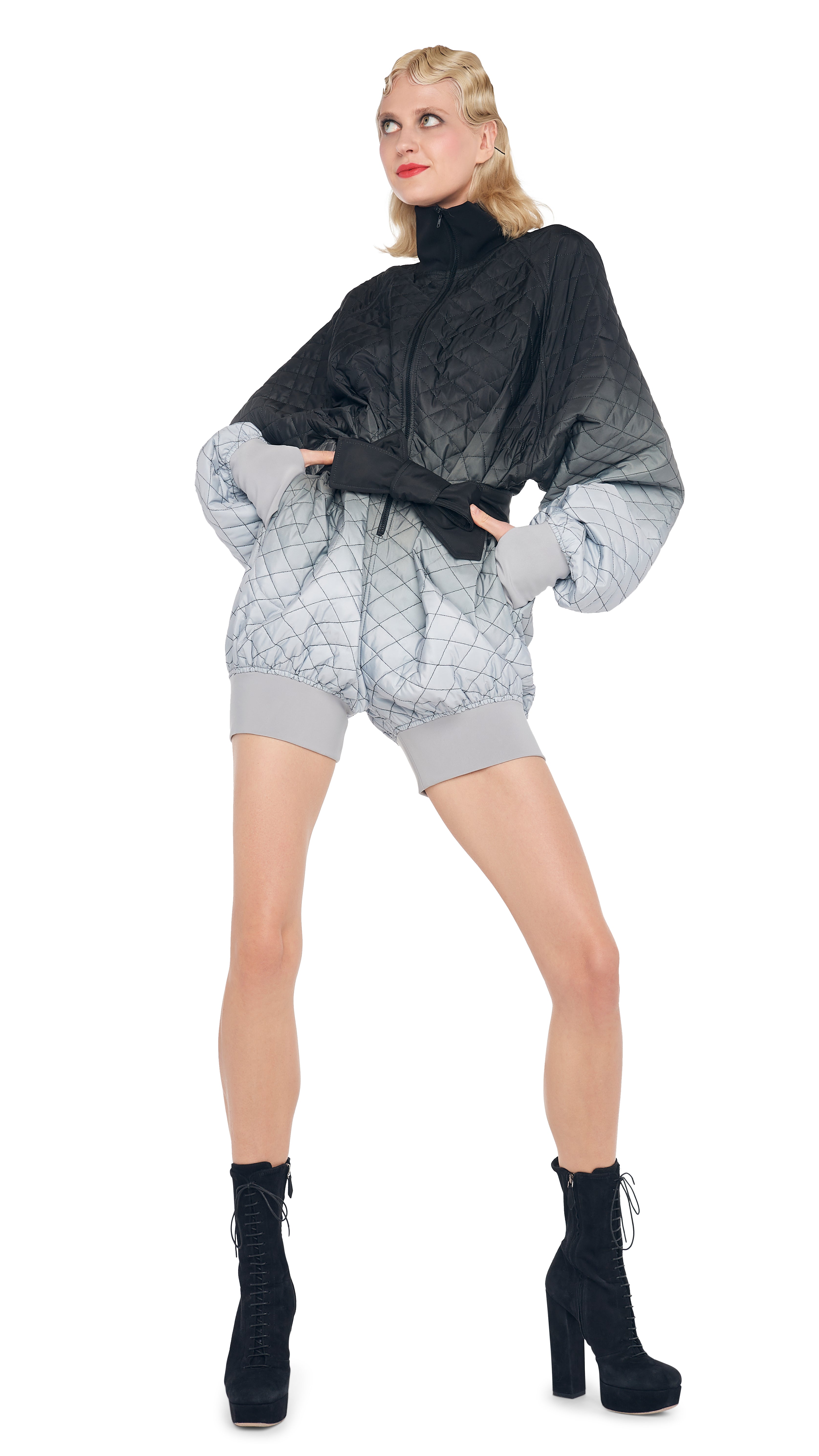 QUILTED BOMBER JUMPSHORT
