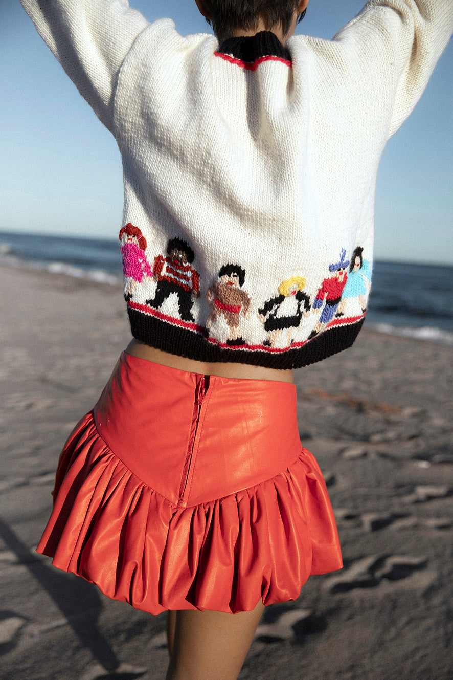 Jailyn Ballon Leather Skirt
