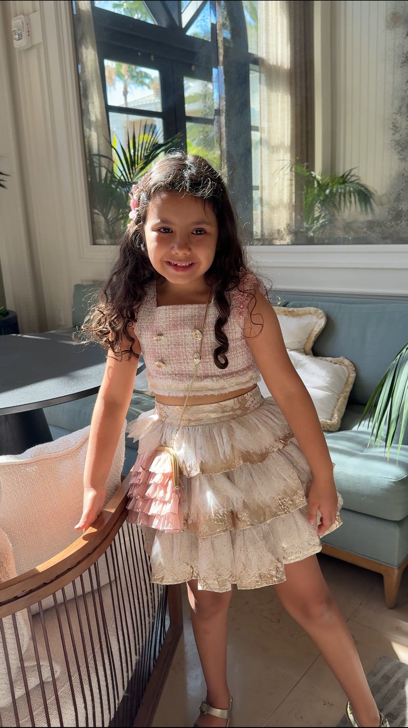 Charlie Gold Jacquard Glitter Skirt - Petite Maison Kids