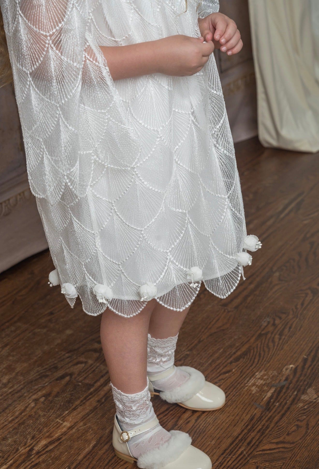 Faith White Scallop Dress - Petite Maison Kids