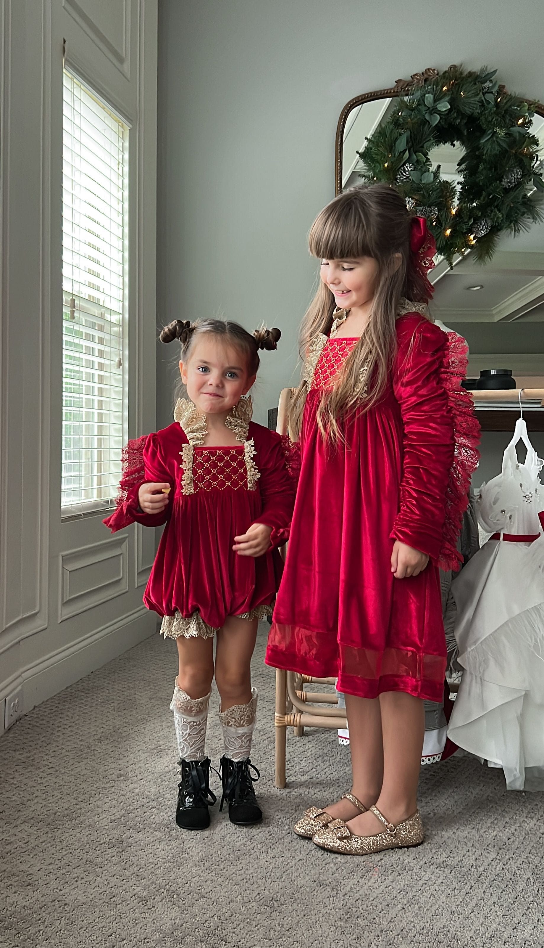 Victoria Red Velvet Romper - Petite Maison Kids