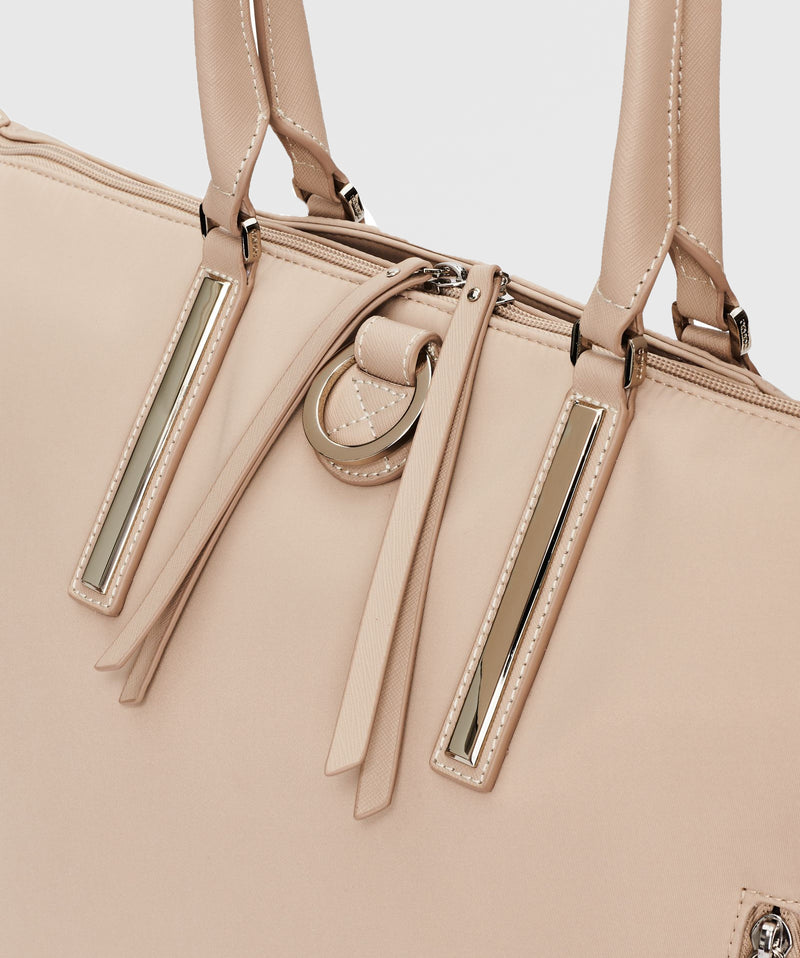 Studio Tote In Beige / Nickel Hardware