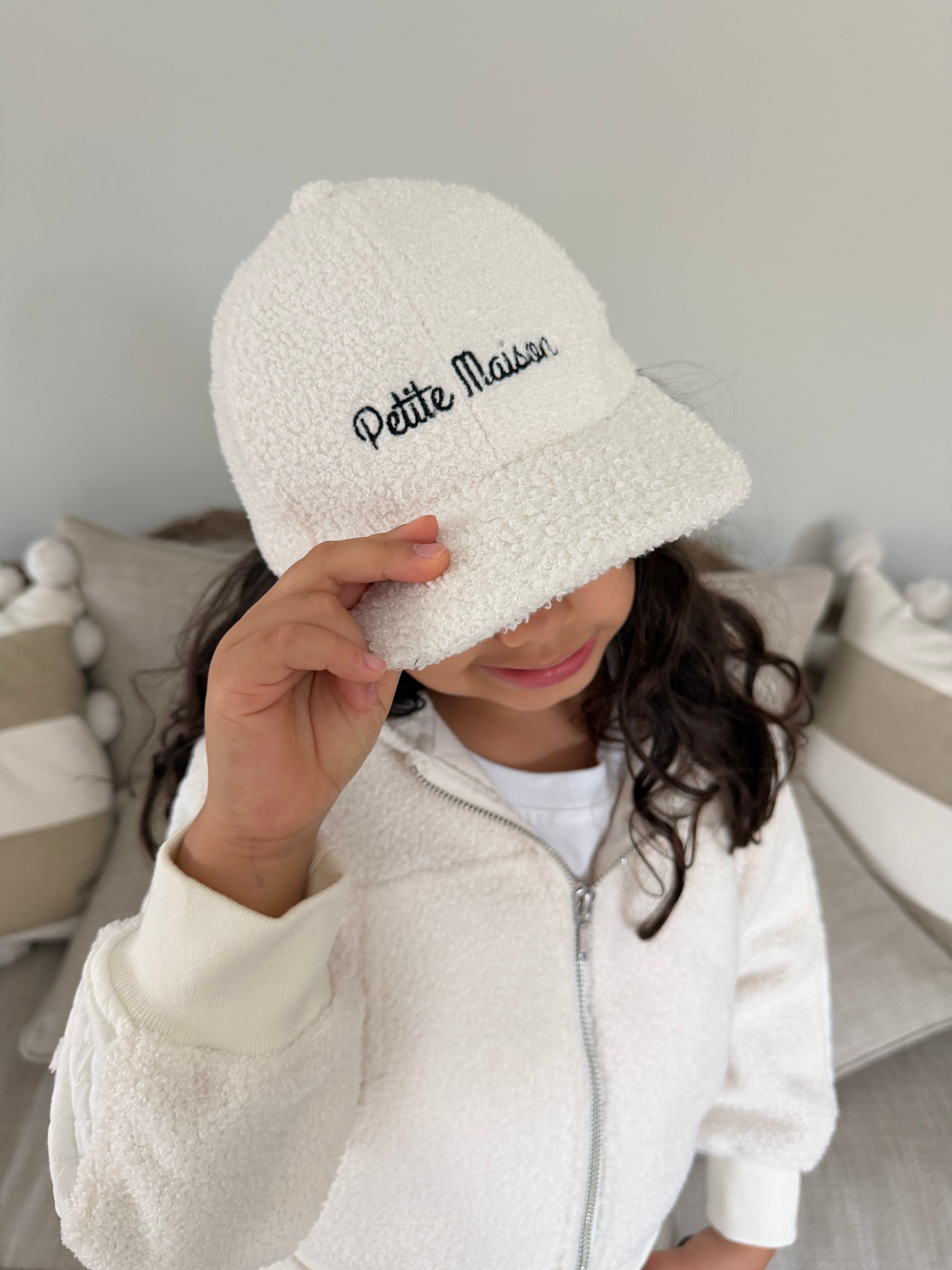 White Teddy Petite Maison Logo Cap - Petite Maison Kids