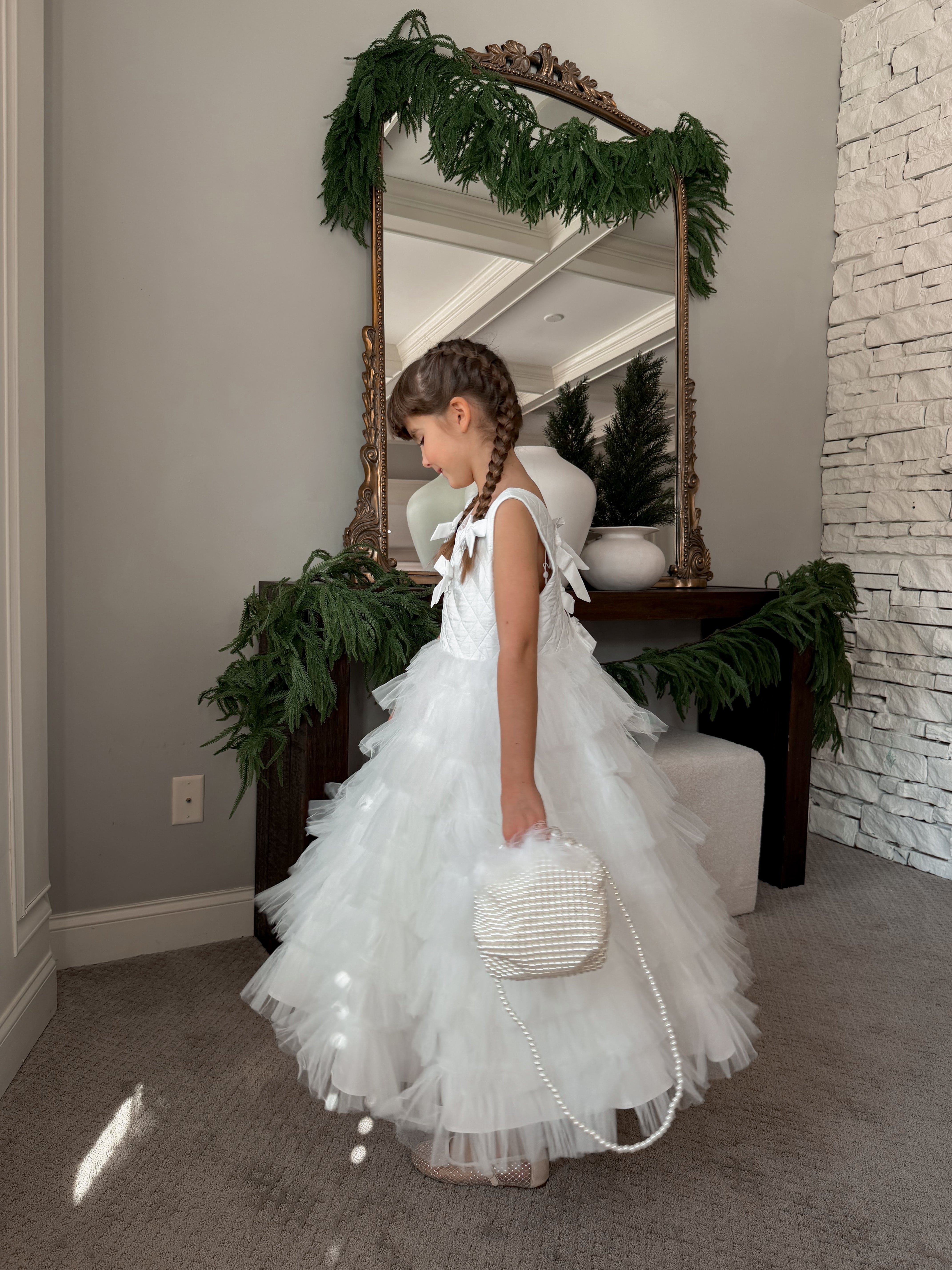 Poppy White Quilted Dress - Petite Maison Kids