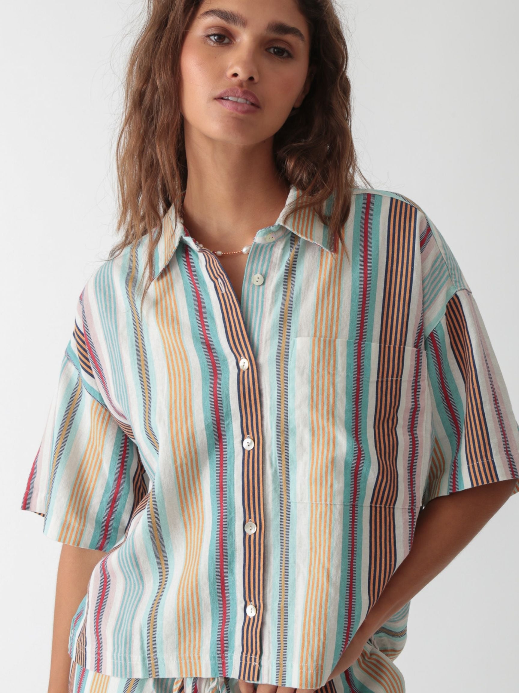 Kyle Linen Shirt - Sky Blue Stripe