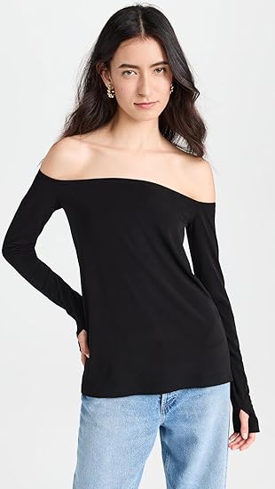 Long Sleeve Off Shoulder Top - Norma Kamali