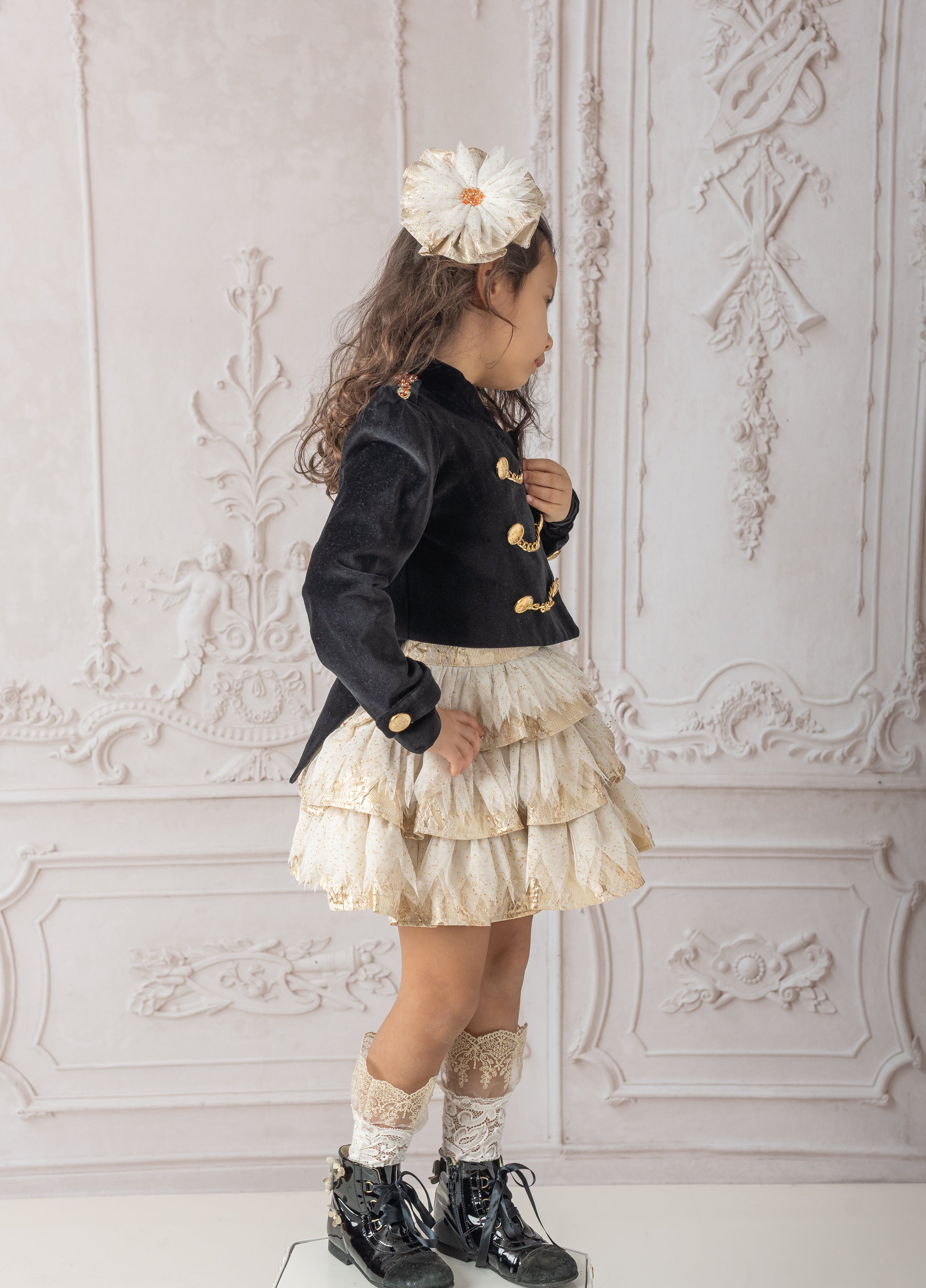 Charlie Gold Jacquard Glitter Skirt - Petite Maison Kids
