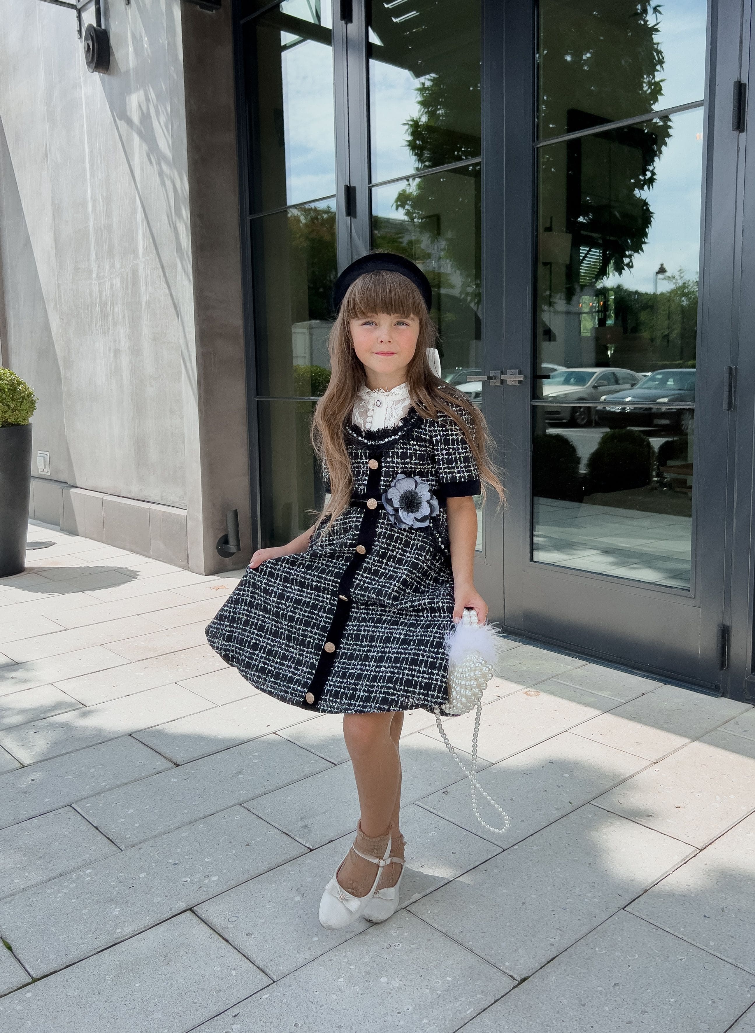 Orea Black and Silver Tweed Dress - Petite Maison Kids