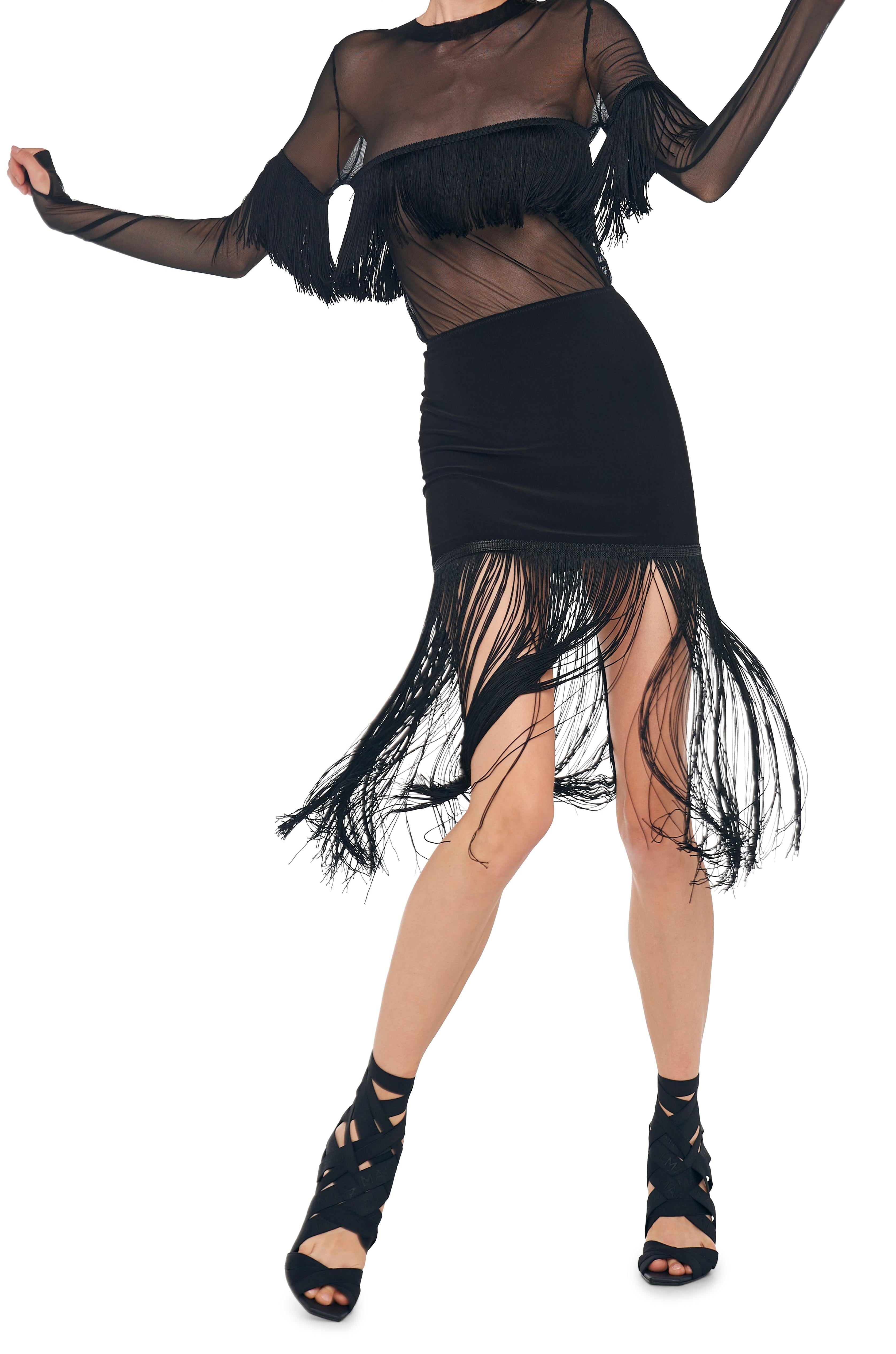 LONG SLEEVE CREWNECK FRINGE TOP