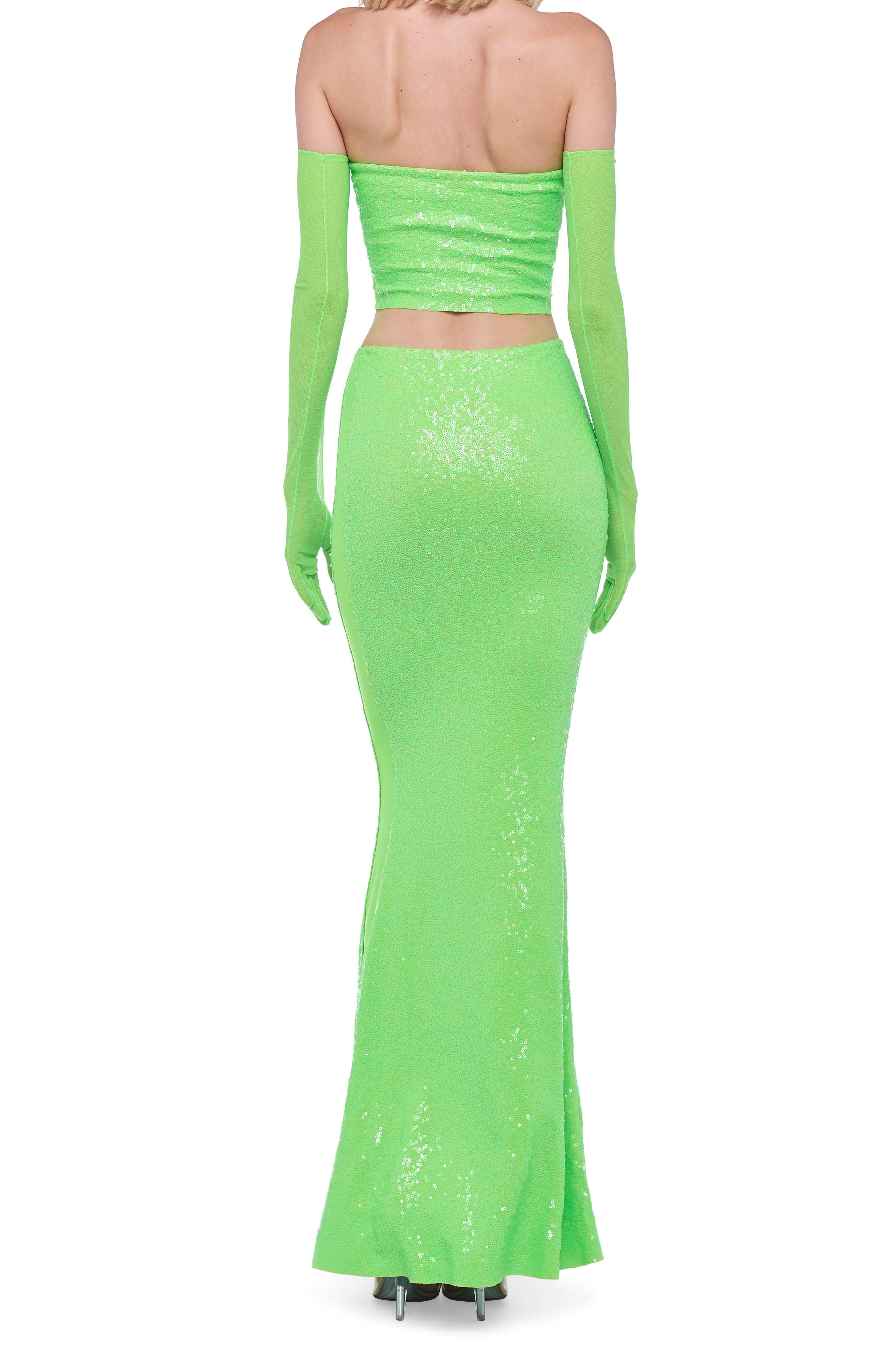 SEQUIN OBIE SKIRT W/ MESH SIDES