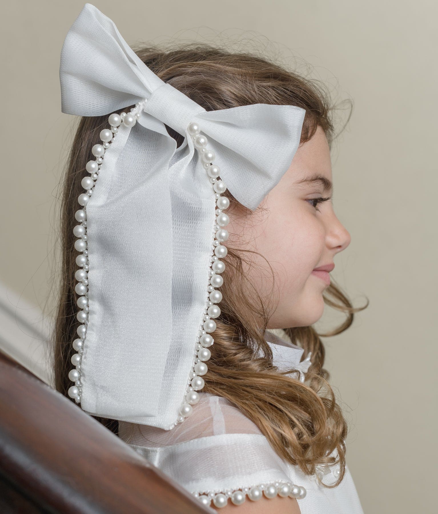 White Pearl Ceremony Hair Bow - Petite Maison Kids