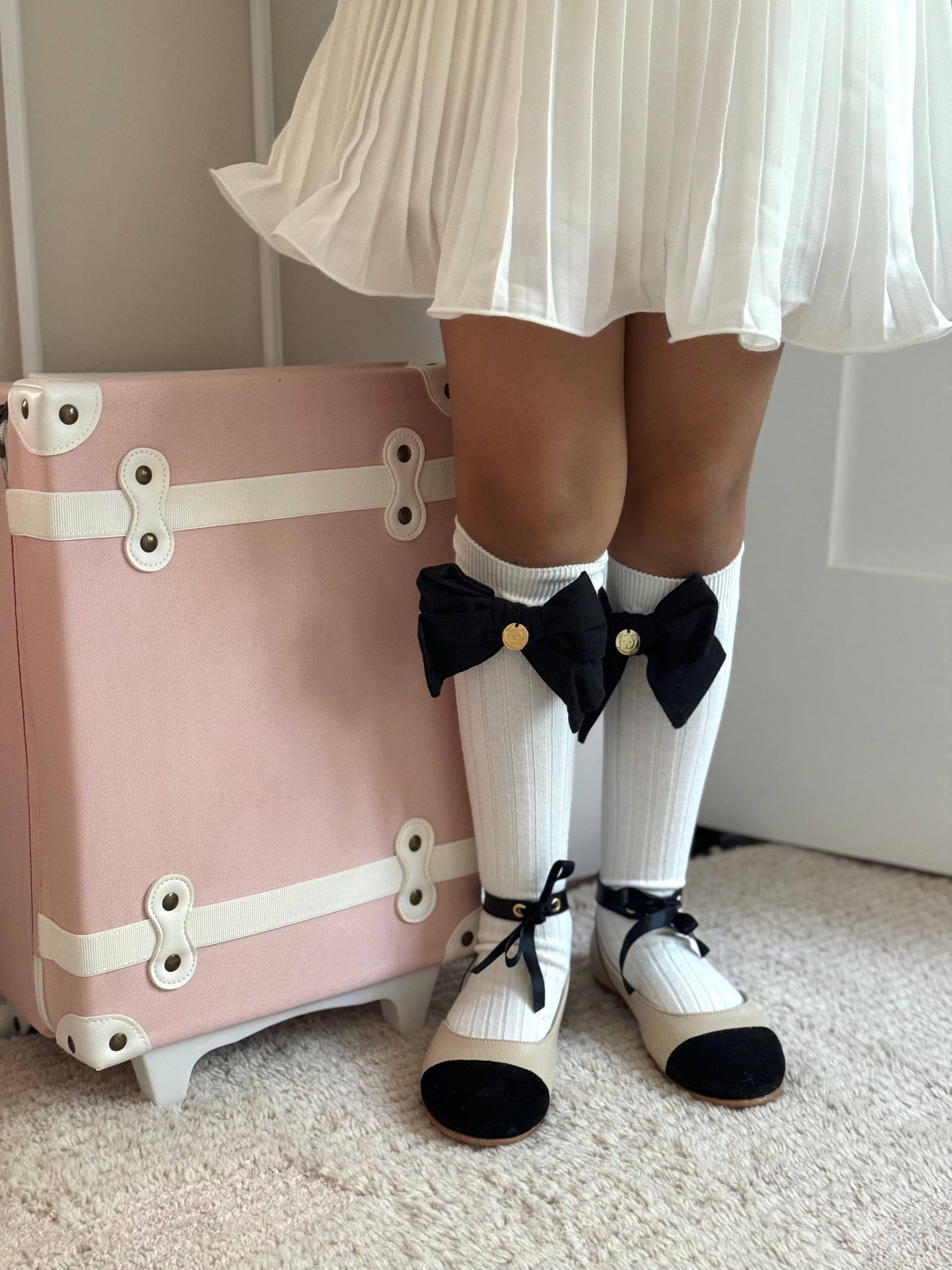 Emma Linen Bow Socks - Black Bow - Petite Maison Kids