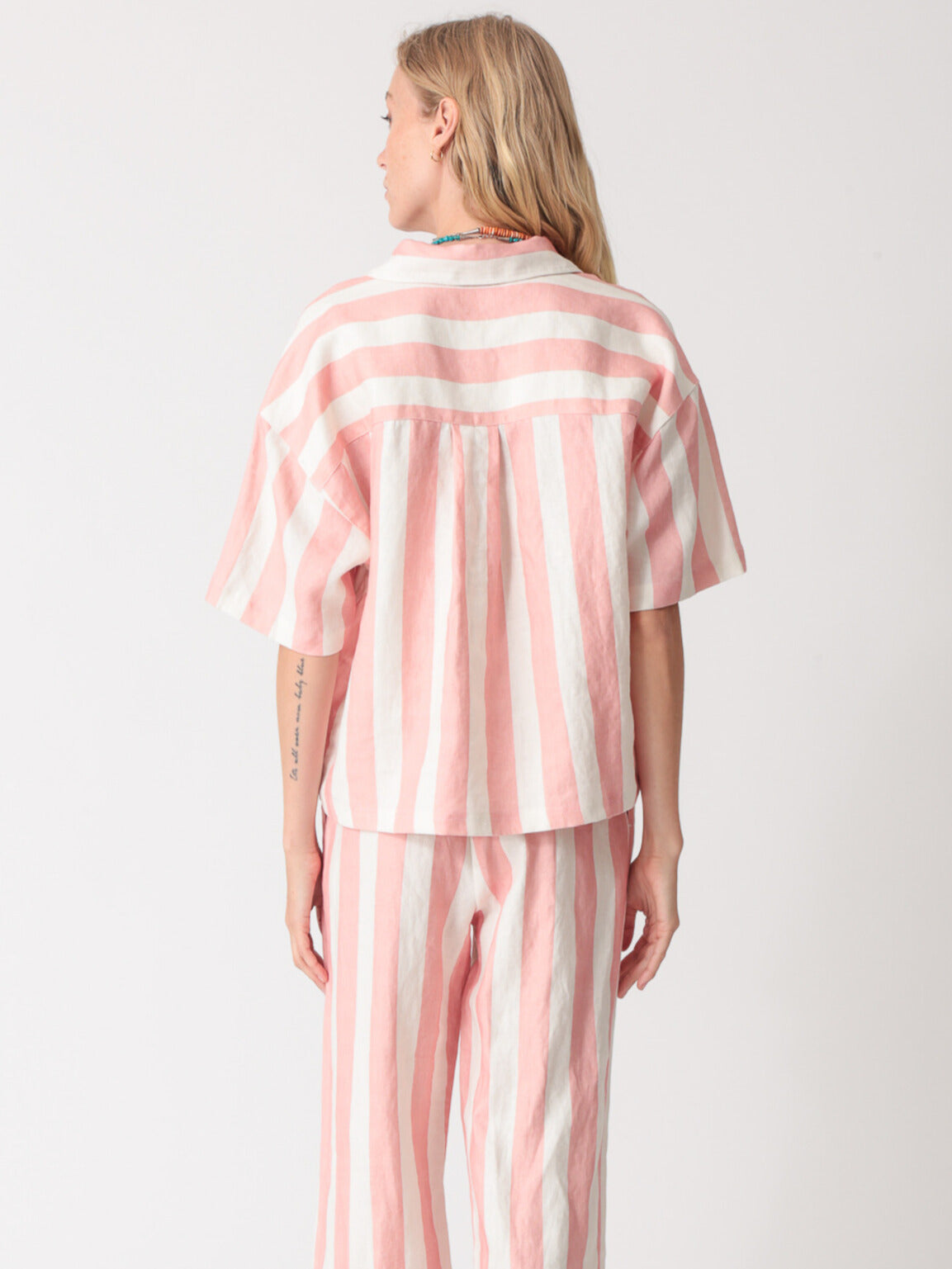 Kyle Linen Shirt - Peach Stripe