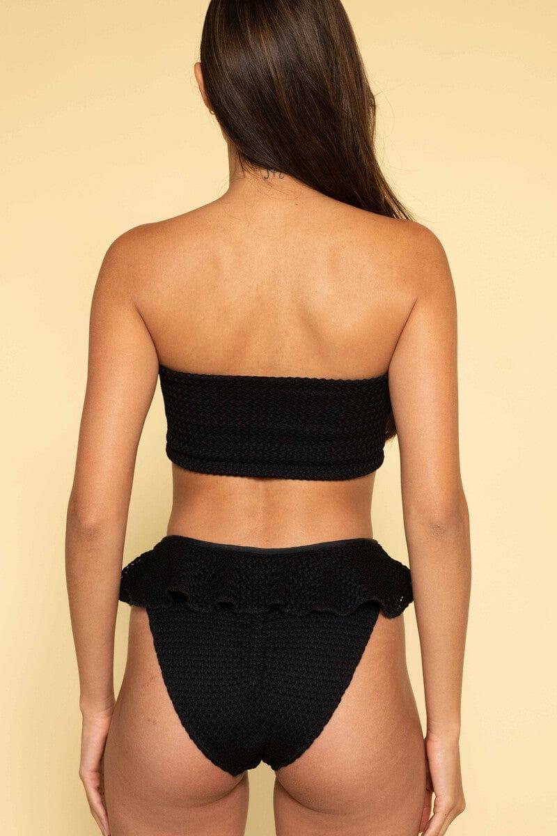 Black Crochet Tamarindo Ruffle Bikini Bottom