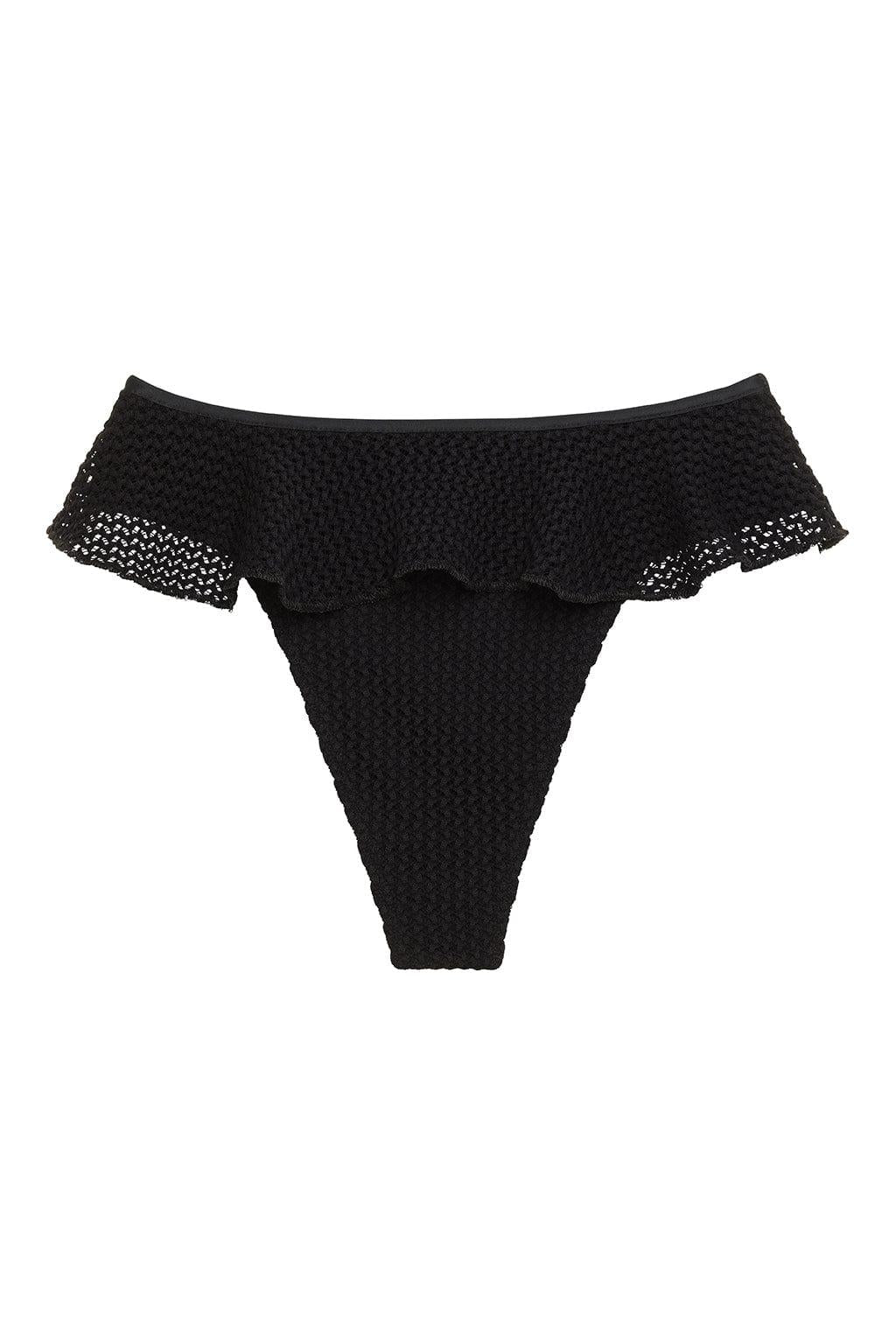 Black Crochet Tamarindo Ruffle Bikini Bottom