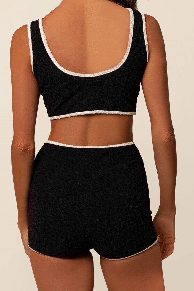 Black (Cream Binded) Terry Rib Kim Variation Bikini Top
