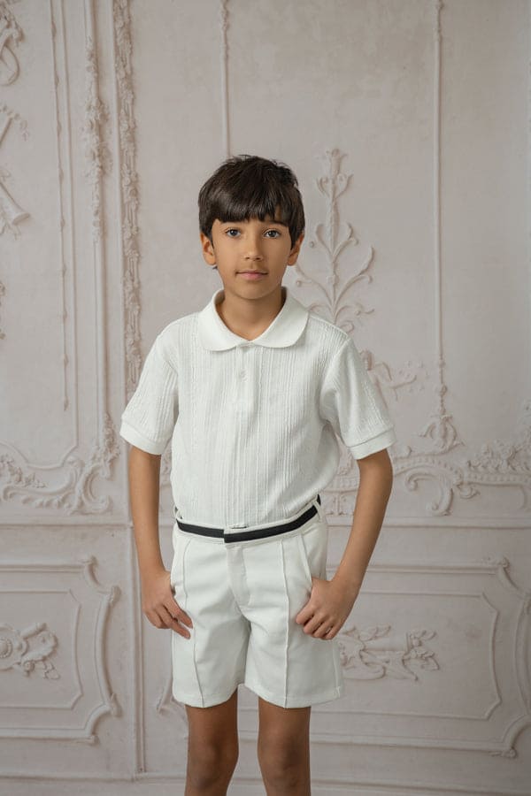 Alex White Short Sleeve Polo Shirt - Petite Maison Kids