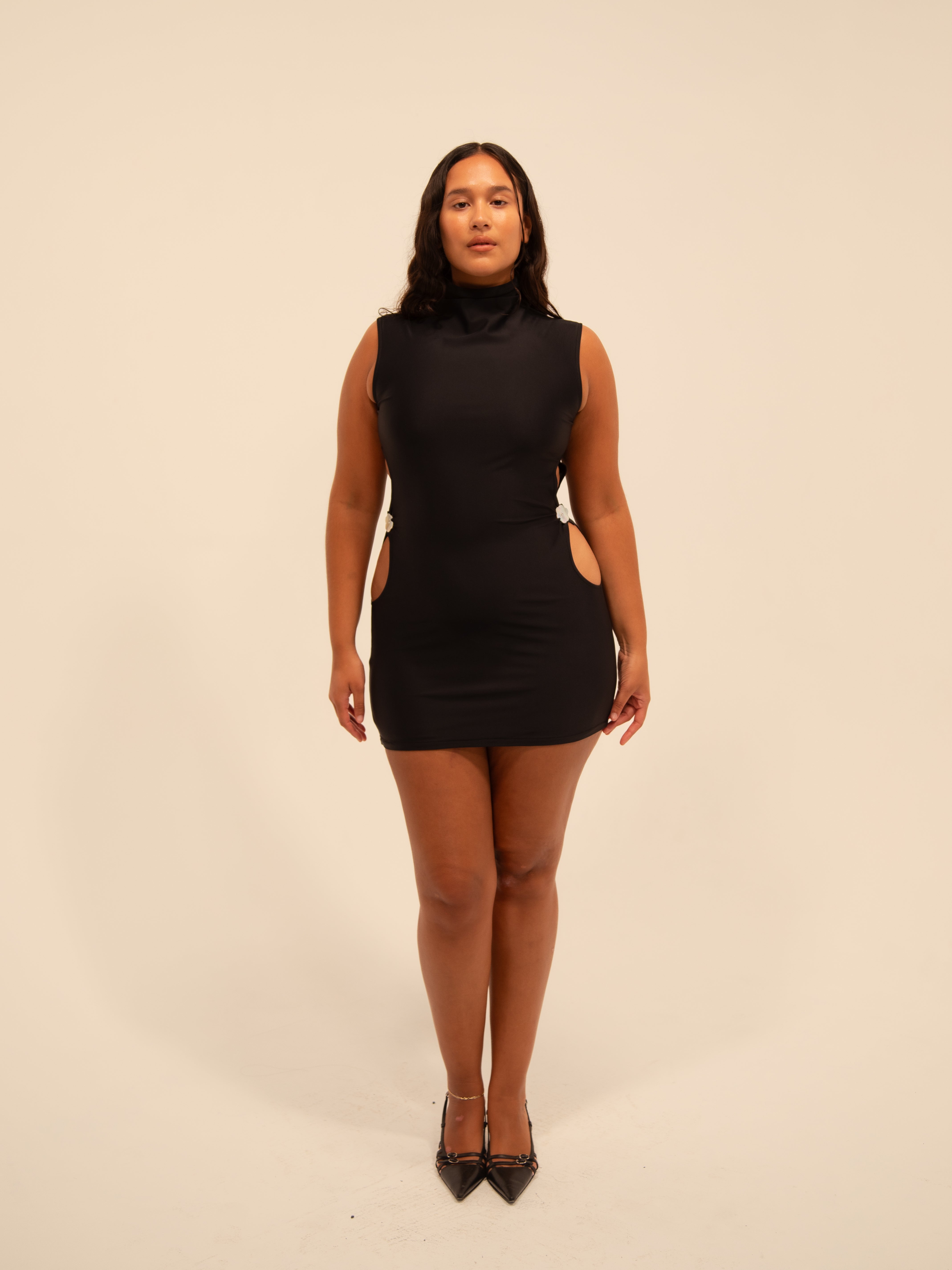 TURTLENECK MINI DRESS + RECYCLED