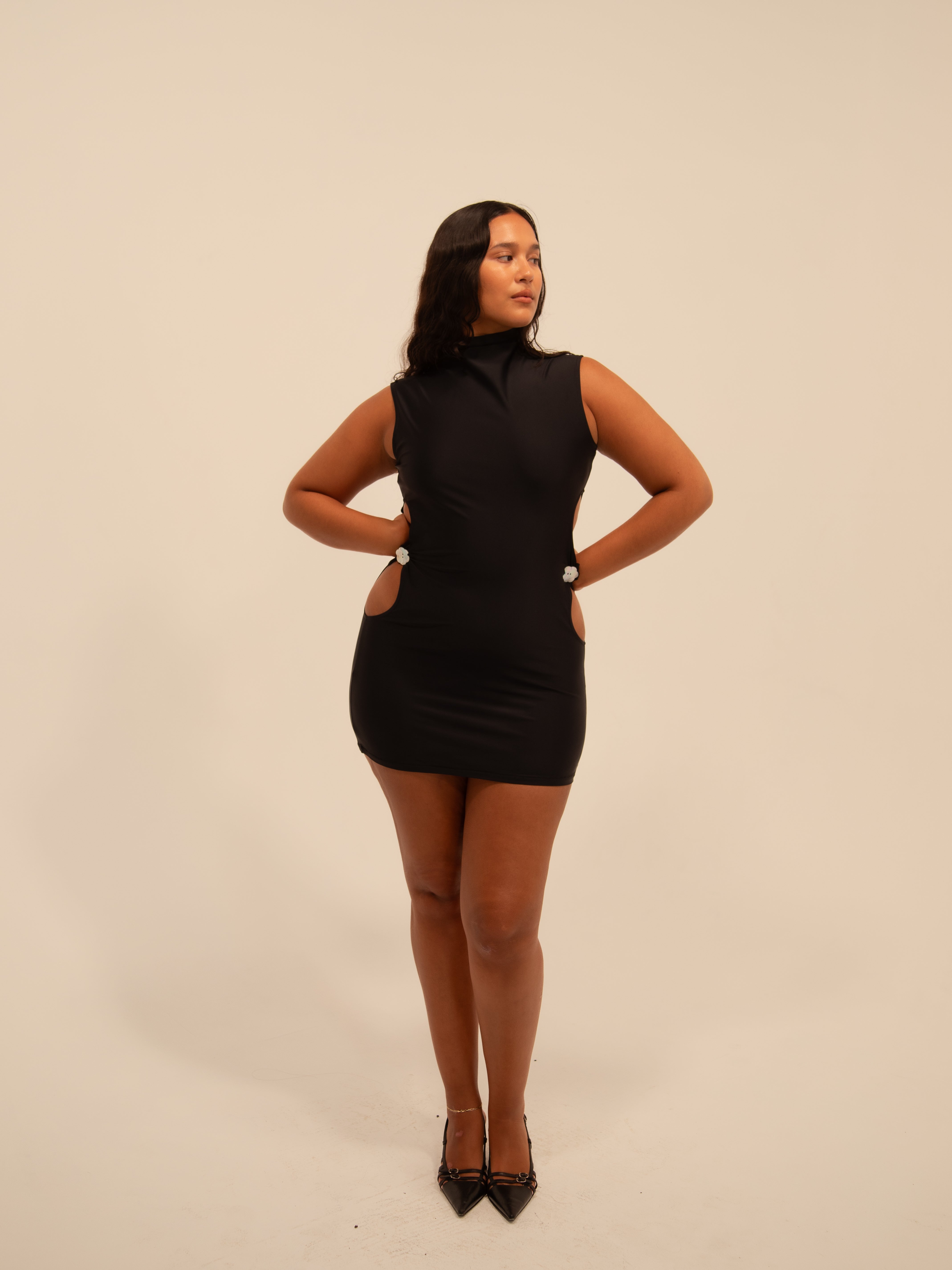 TURTLENECK MINI DRESS + RECYCLED