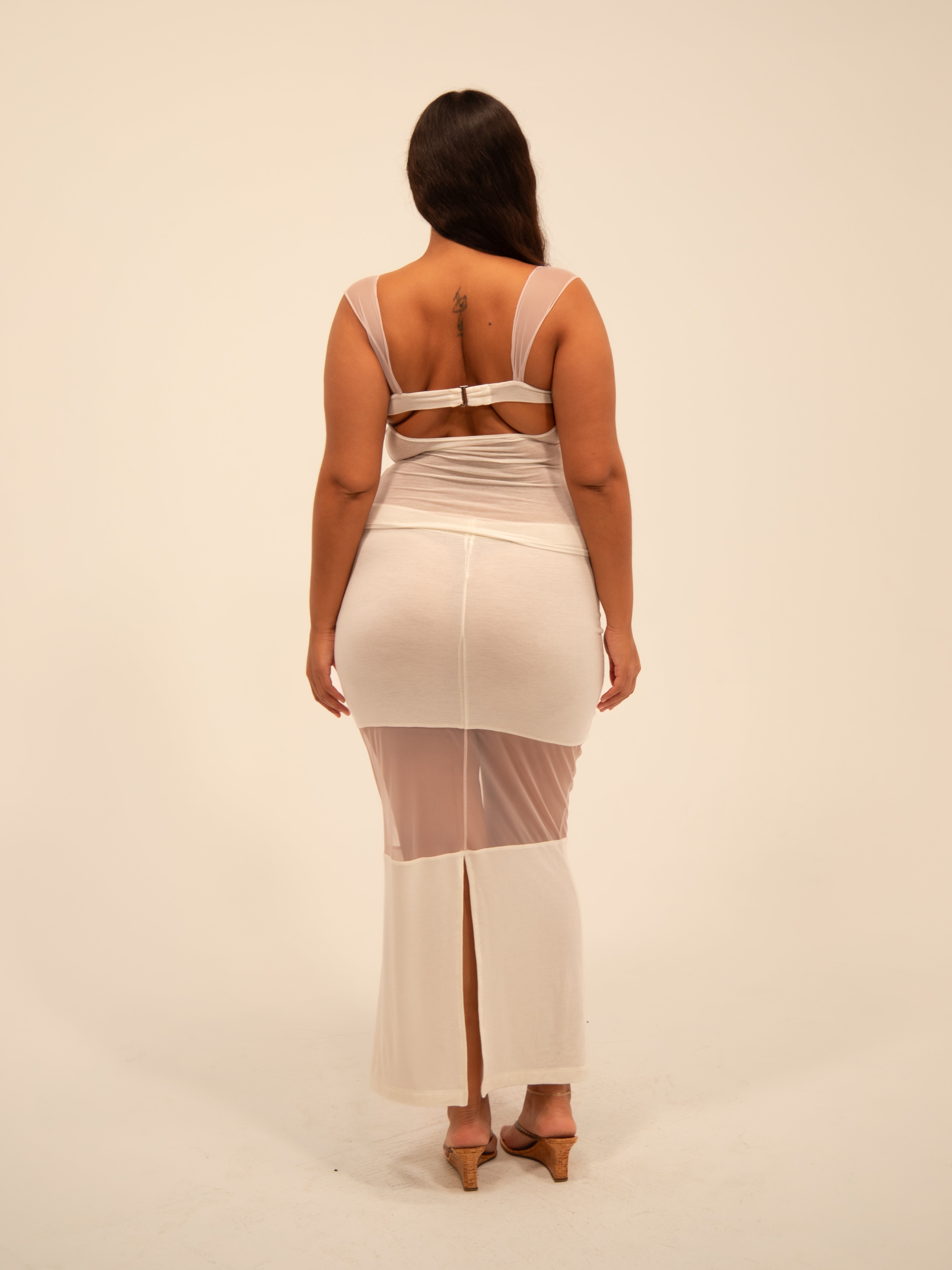 STRIPED MERMAID SKIRT IN ALMOND