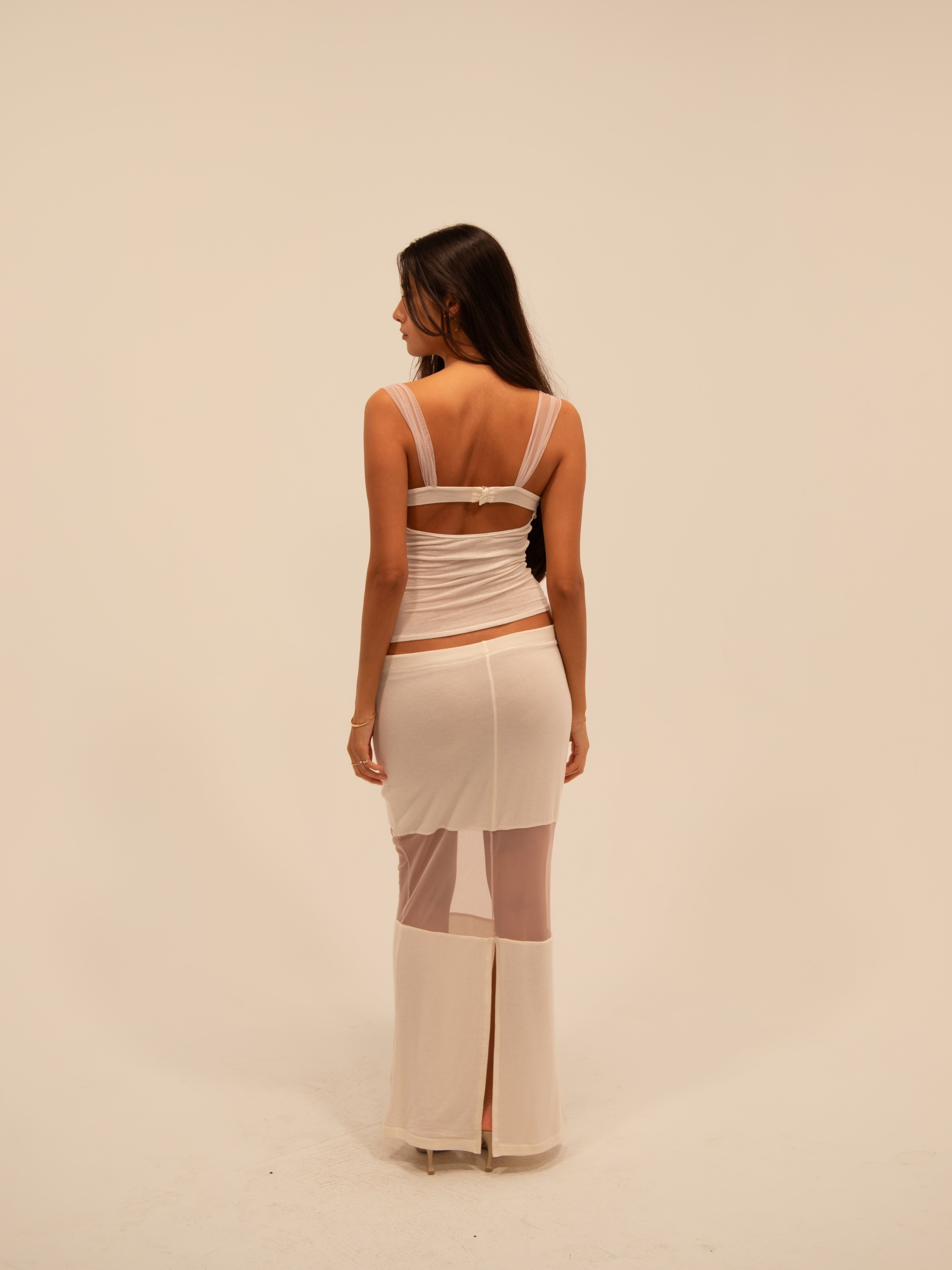 STRIPED MERMAID SKIRT IN ALMOND