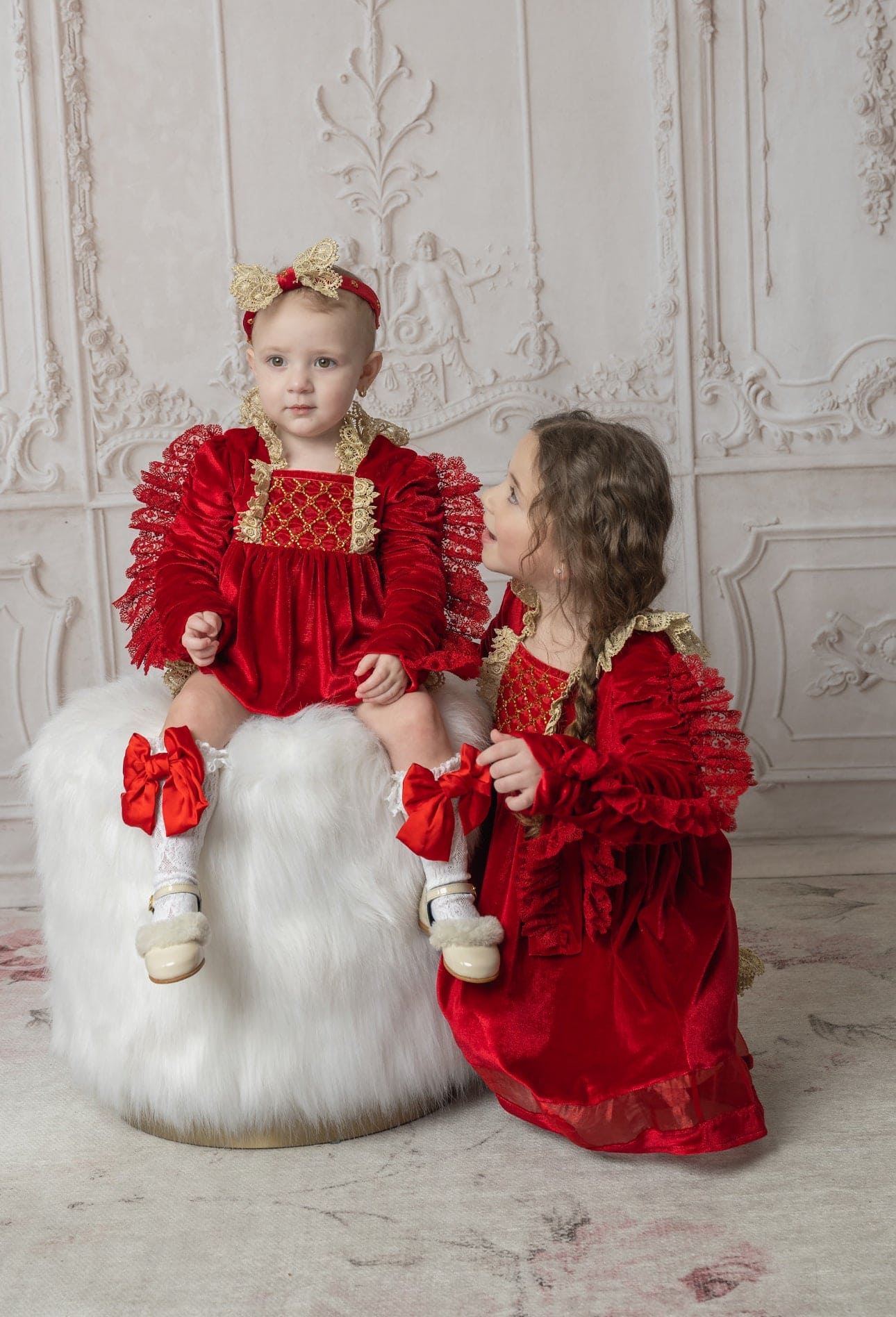 Victoria Red Velvet Romper - Petite Maison Kids